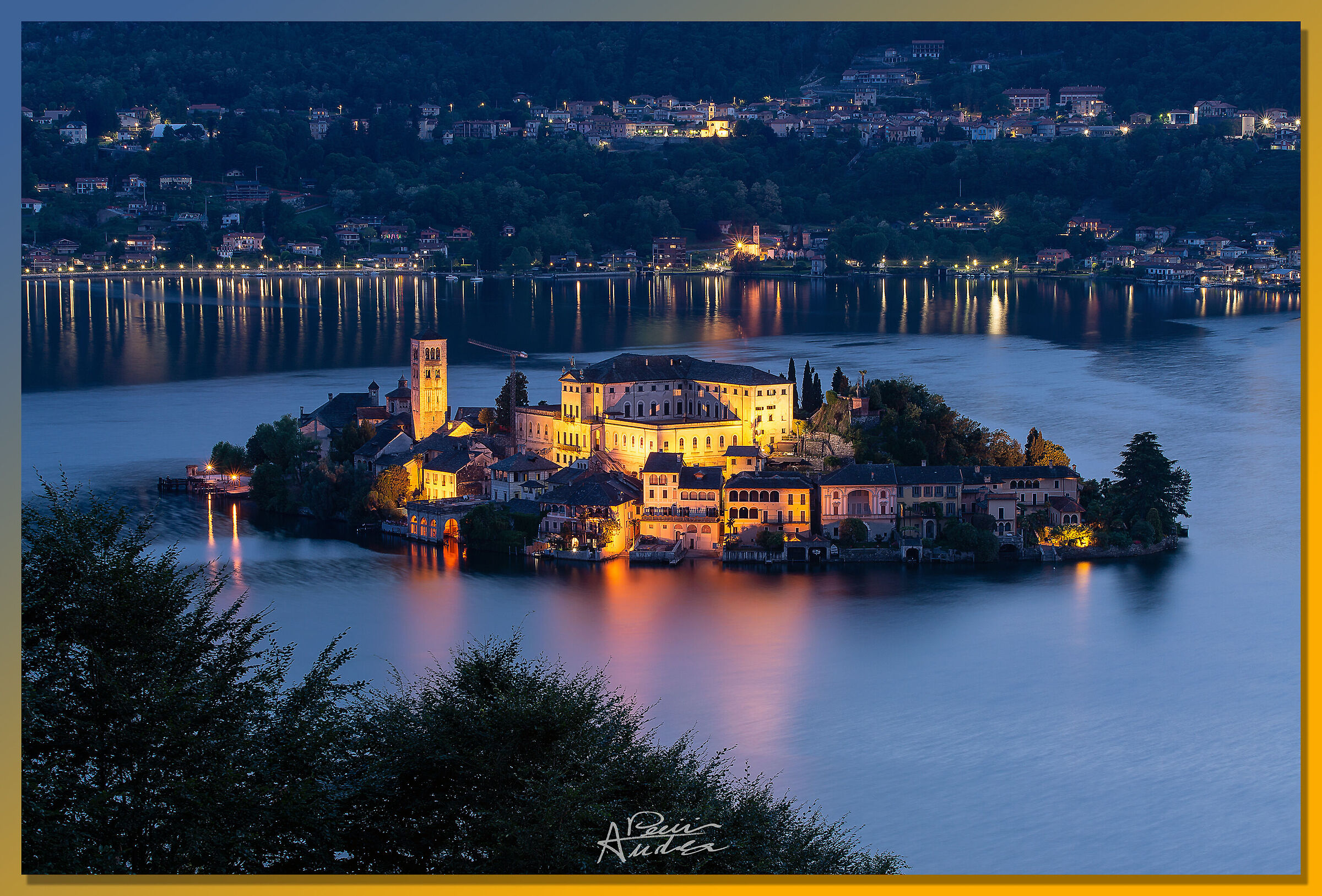 The island of San Giulio at sunset