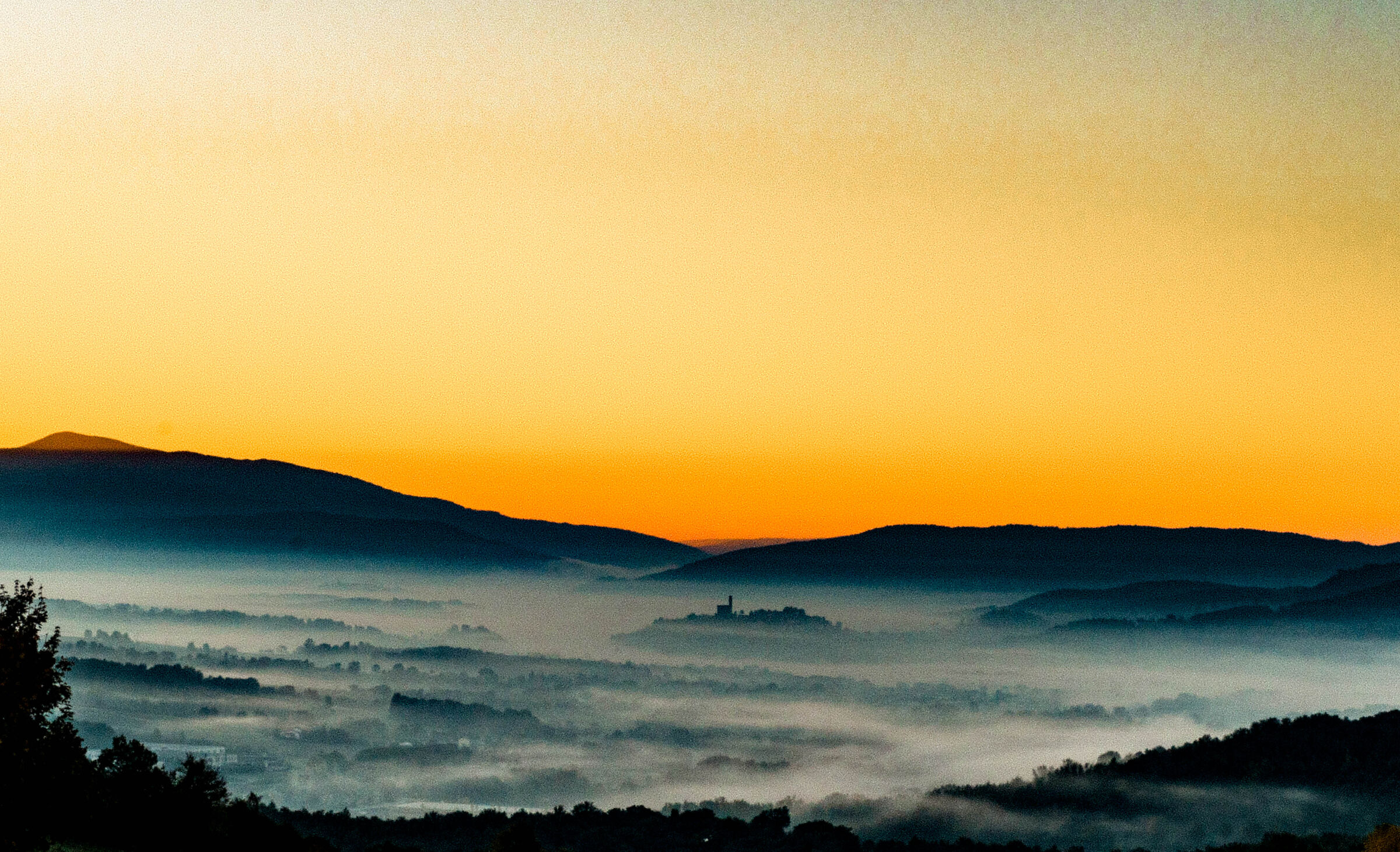 Castle in the fog. Casentino -