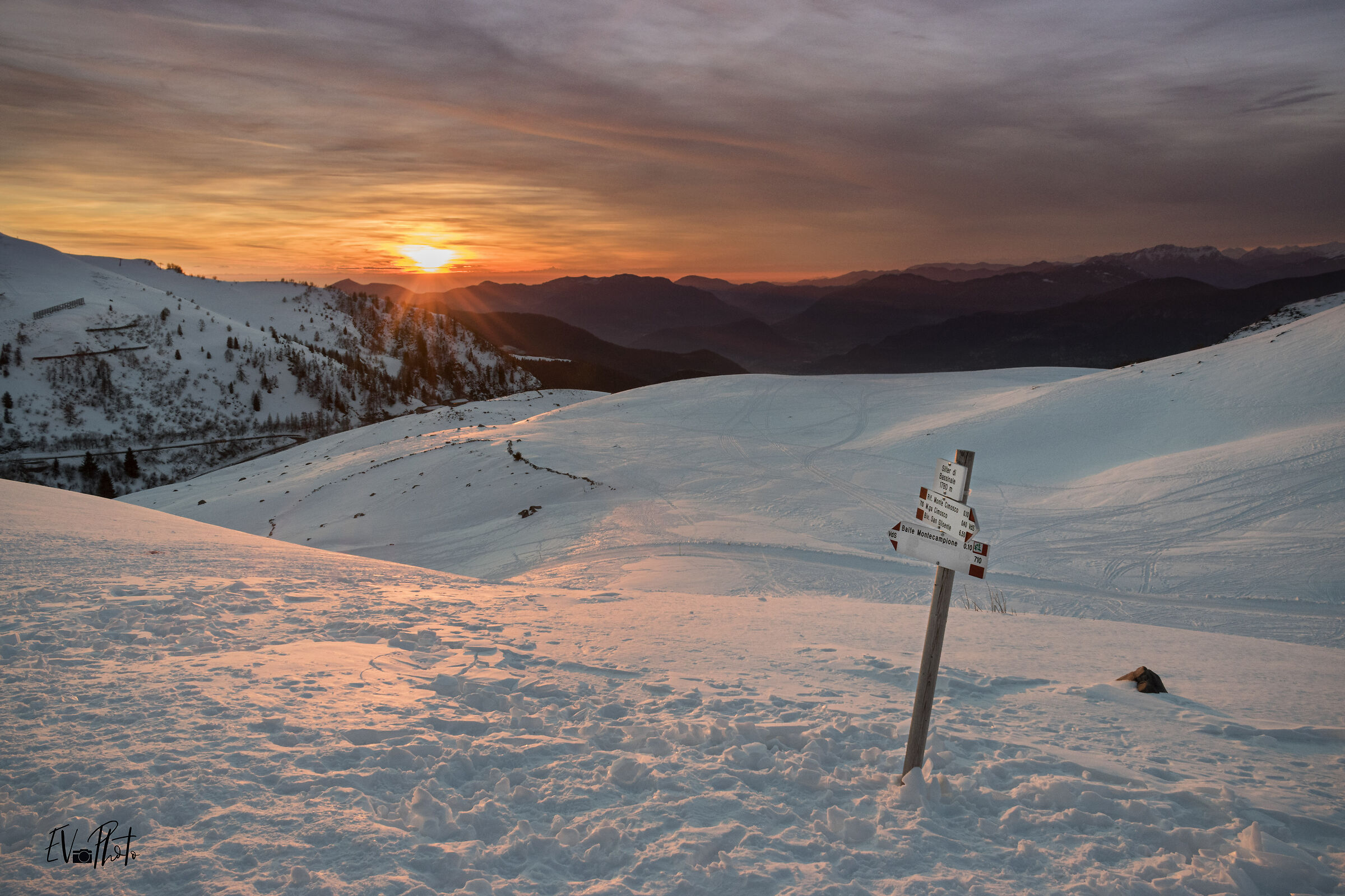 Snowy sunset