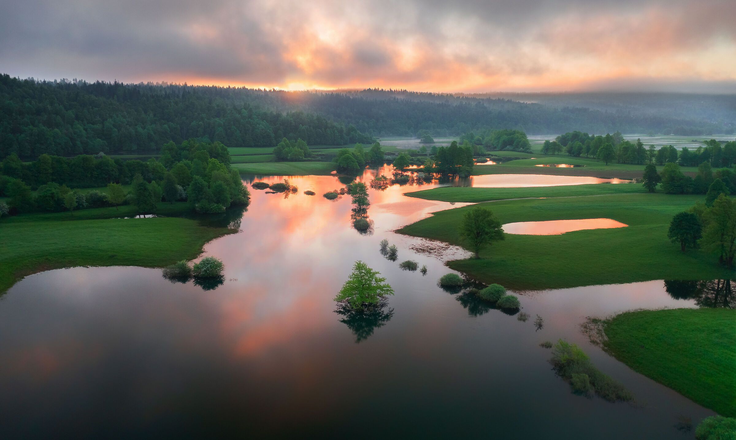Flooded countryside