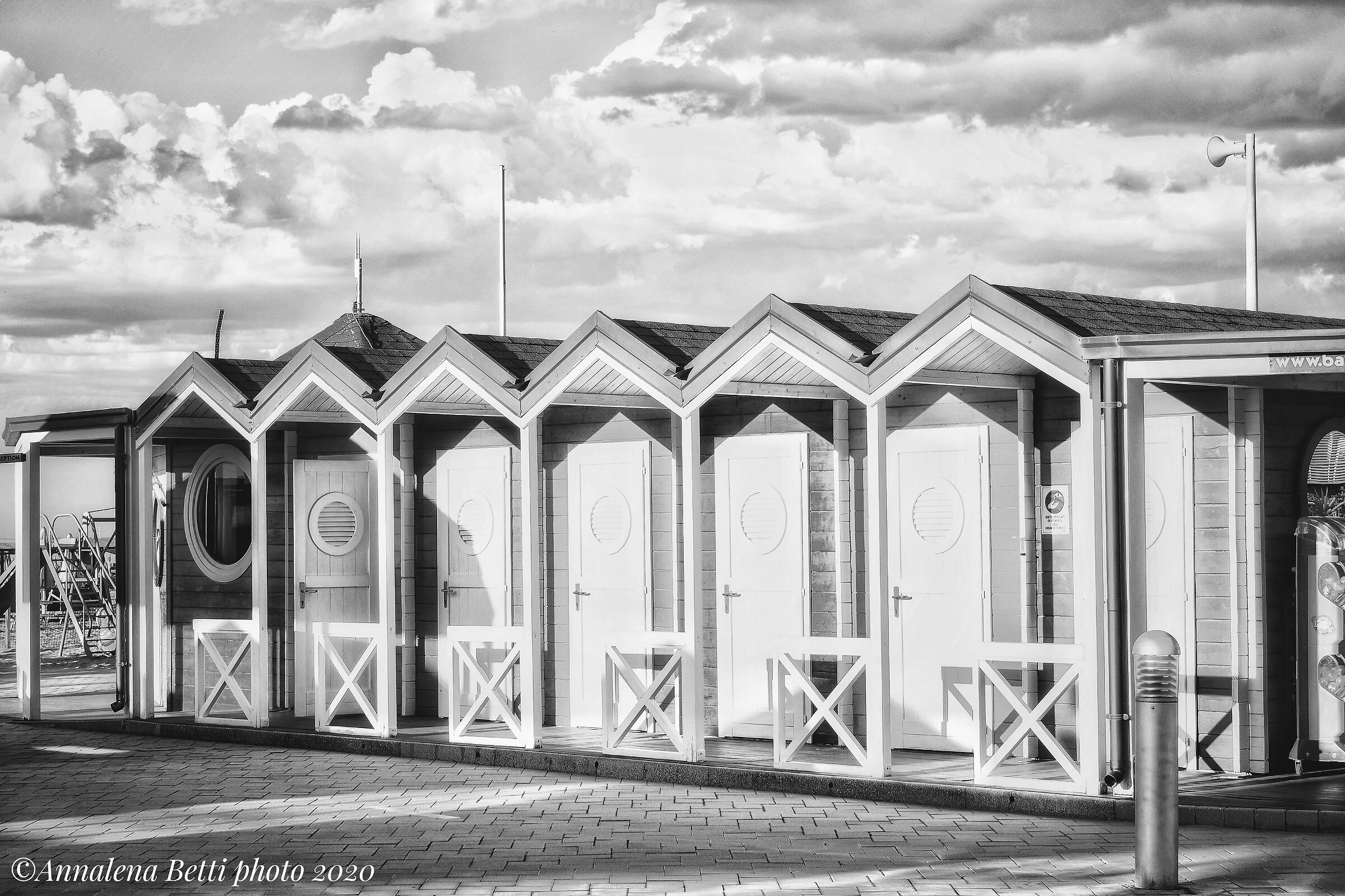 Black and white cabins