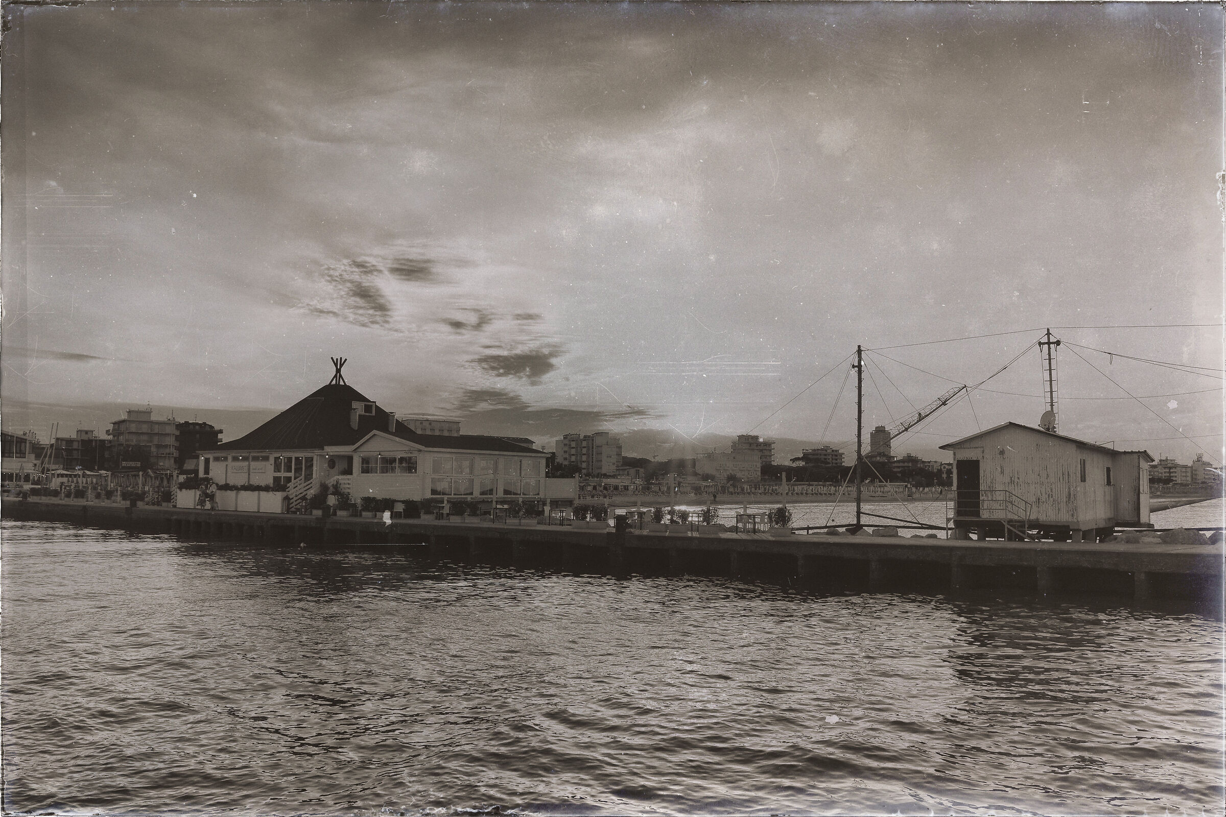 Il porto di Cervia vintage B/W