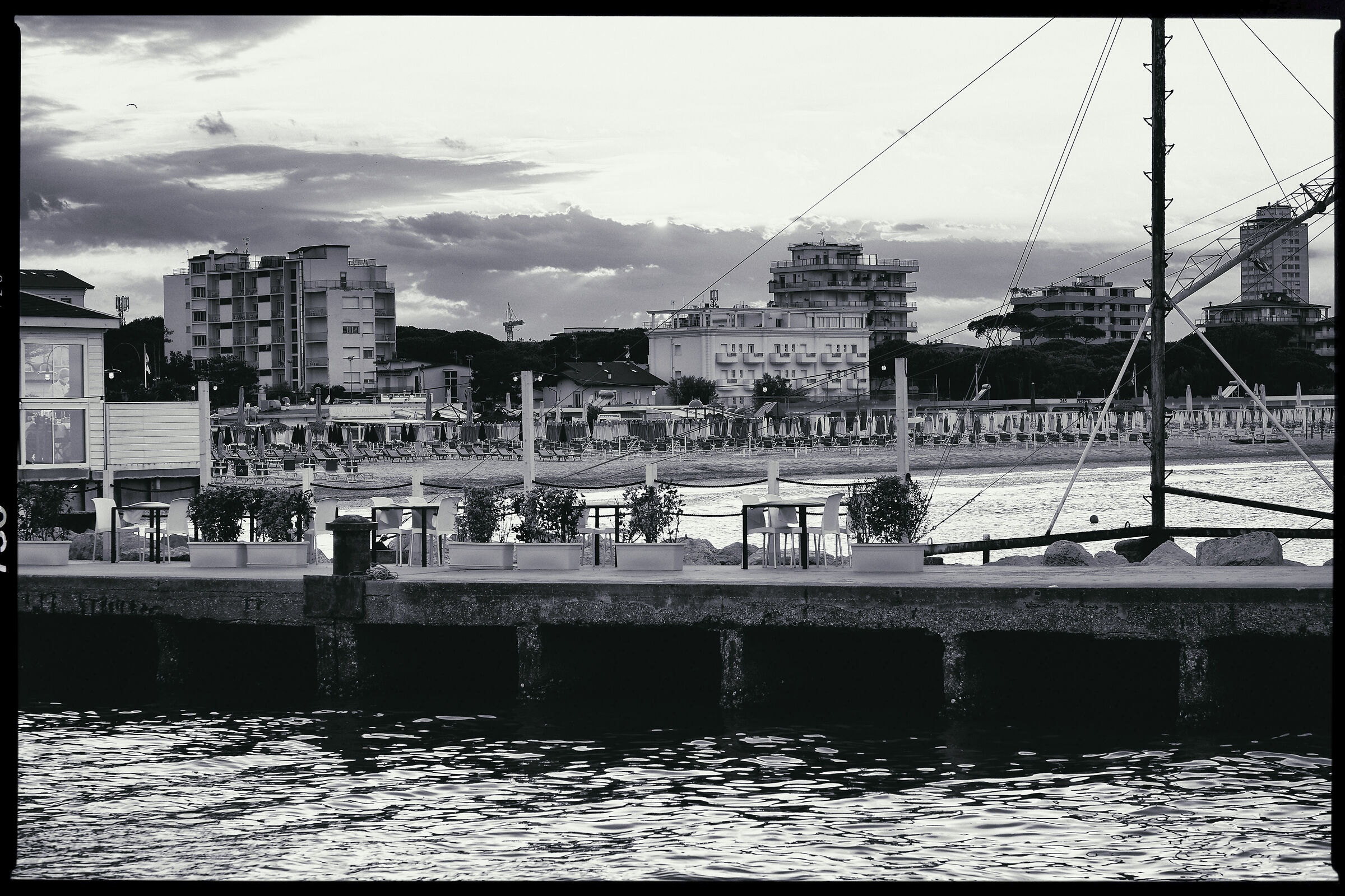 Il porto di Cervia vintage B/W