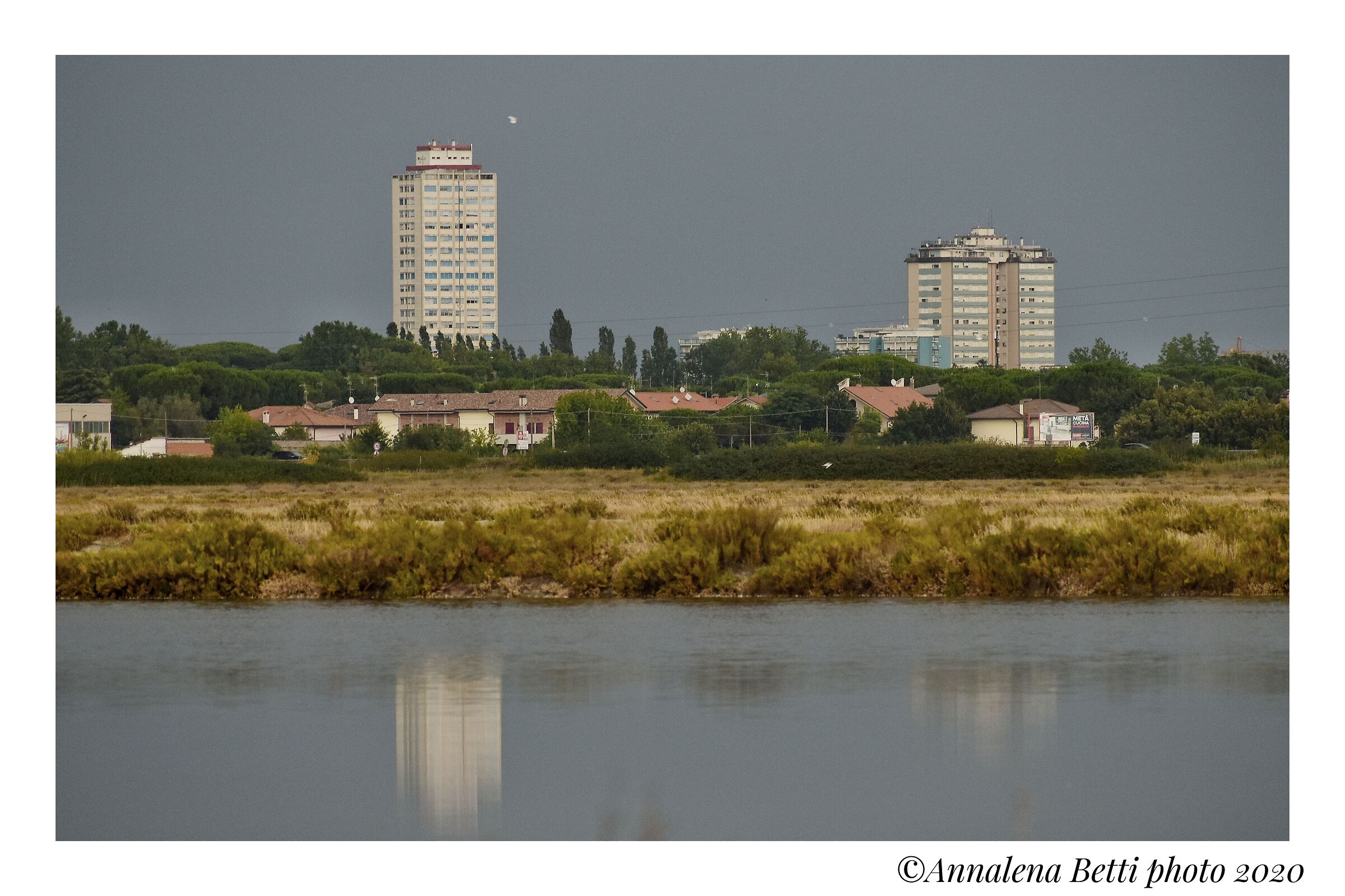 The skyscrapers of Milano Marittima seen from the salt pans