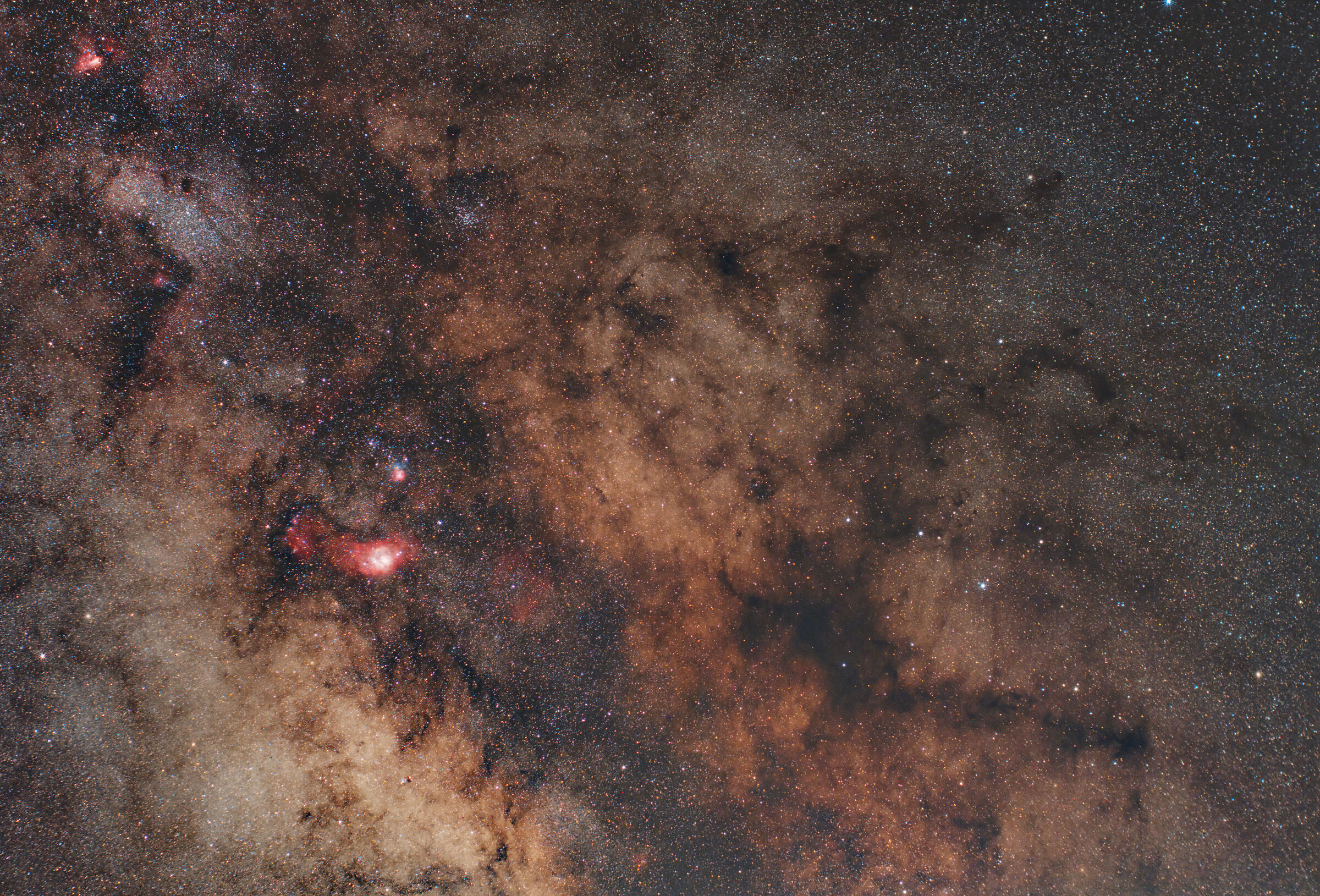 M17, M8, M20 and Dark Horse Nebula