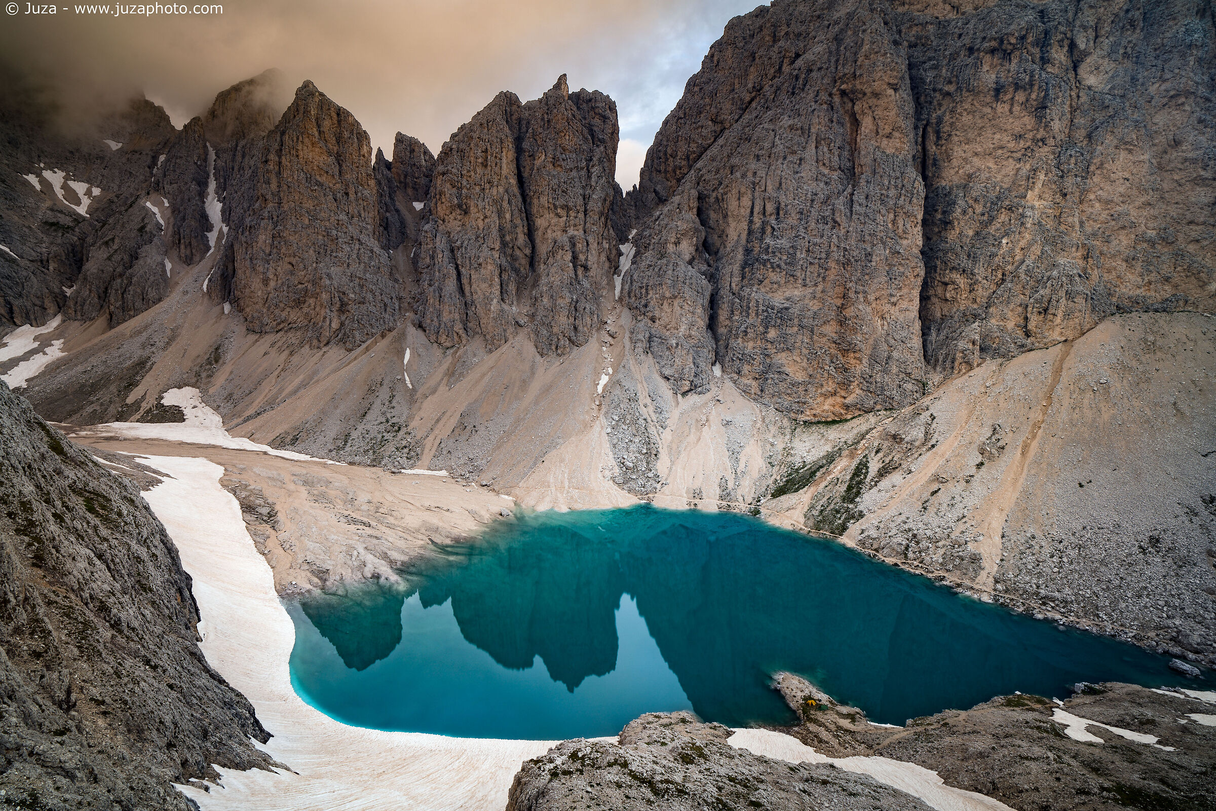 Lake Antermoia seen from above
