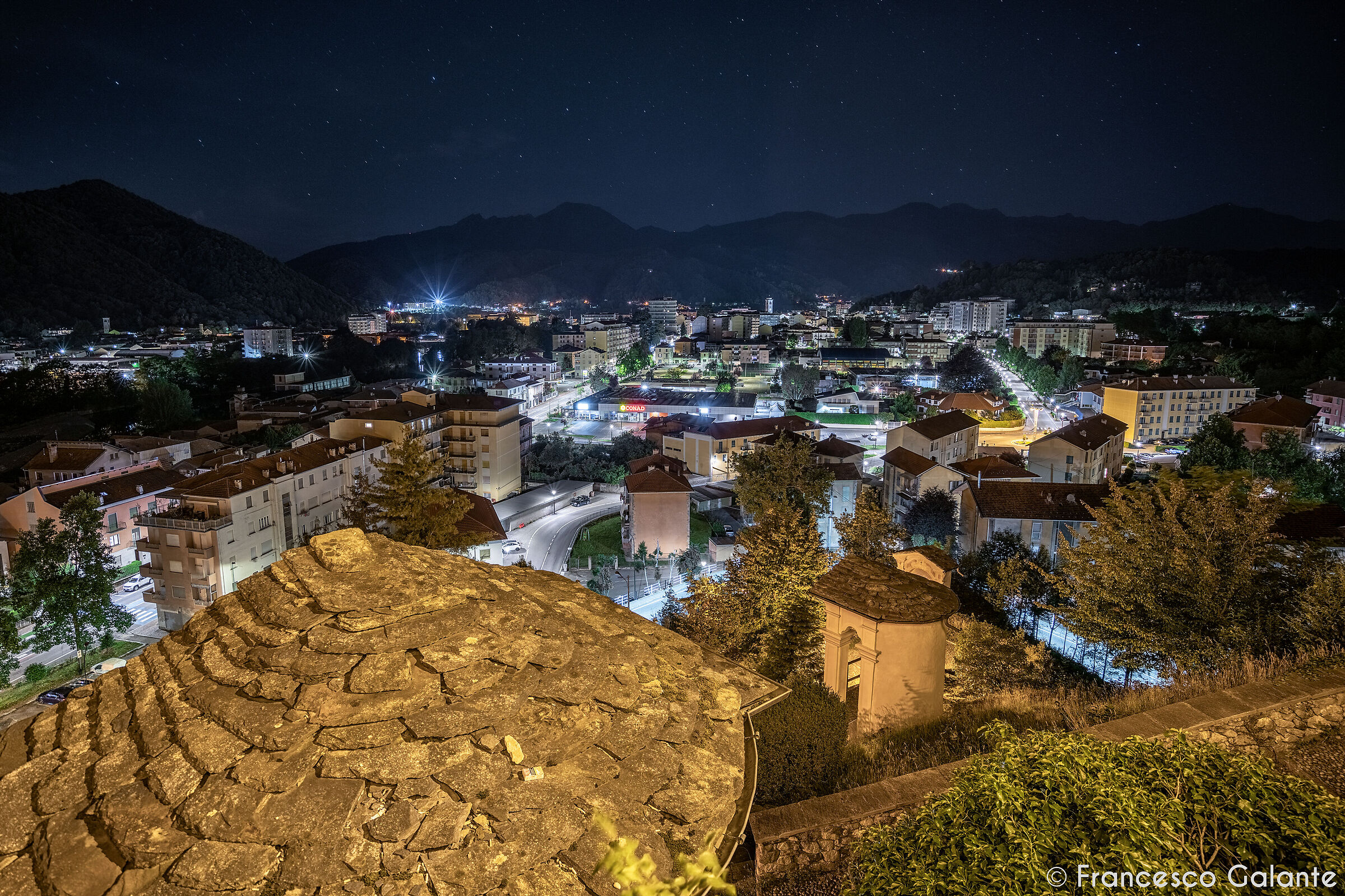 Borgosesia in Notturna from the Sanctuary of Sant'Anna