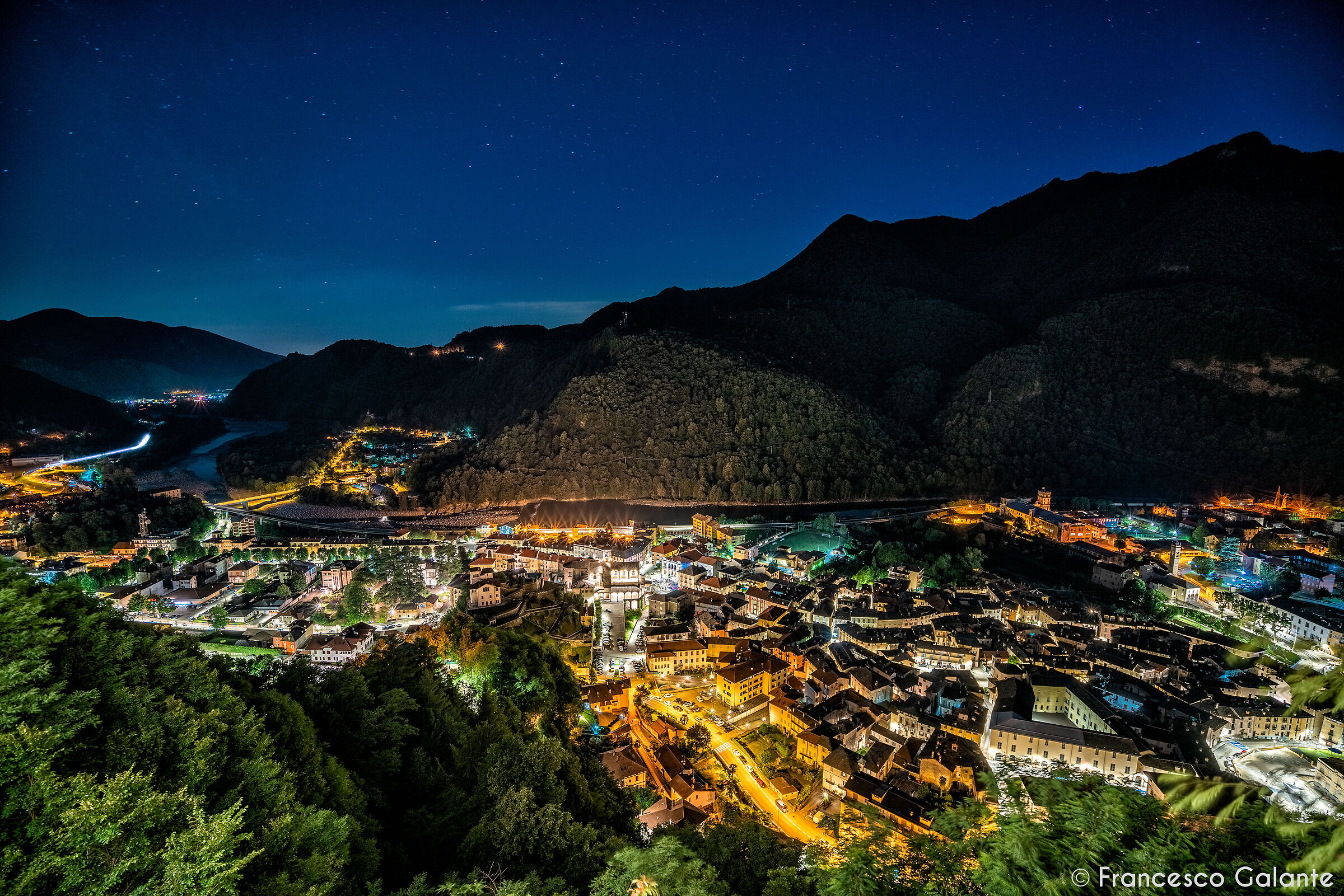 Varallo in Notturna seen from the Sacro Monte