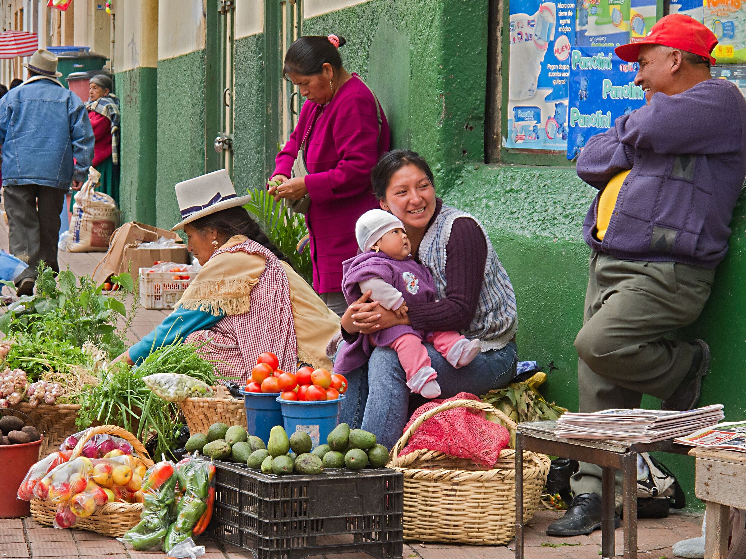 Family group at cuenca market