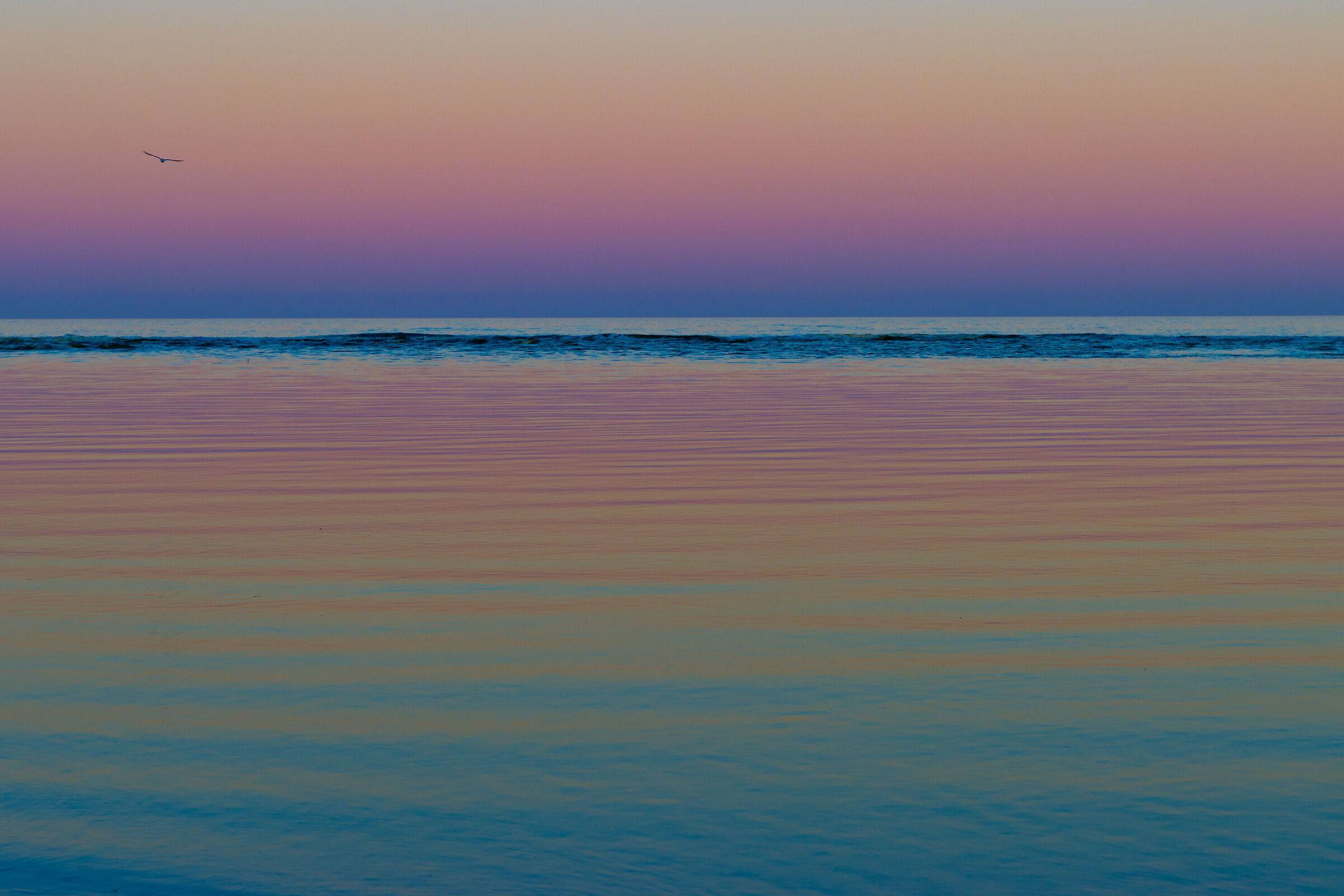 Sunset over the sea in winter