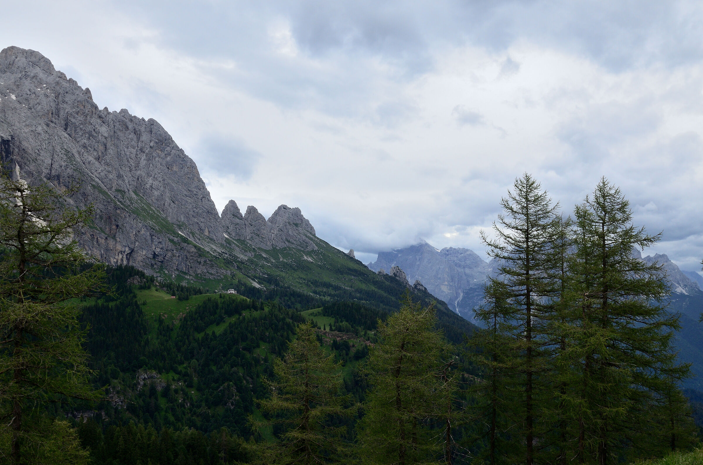 Rifugio Scarpa and Pale di San Martino dal Col di Luna