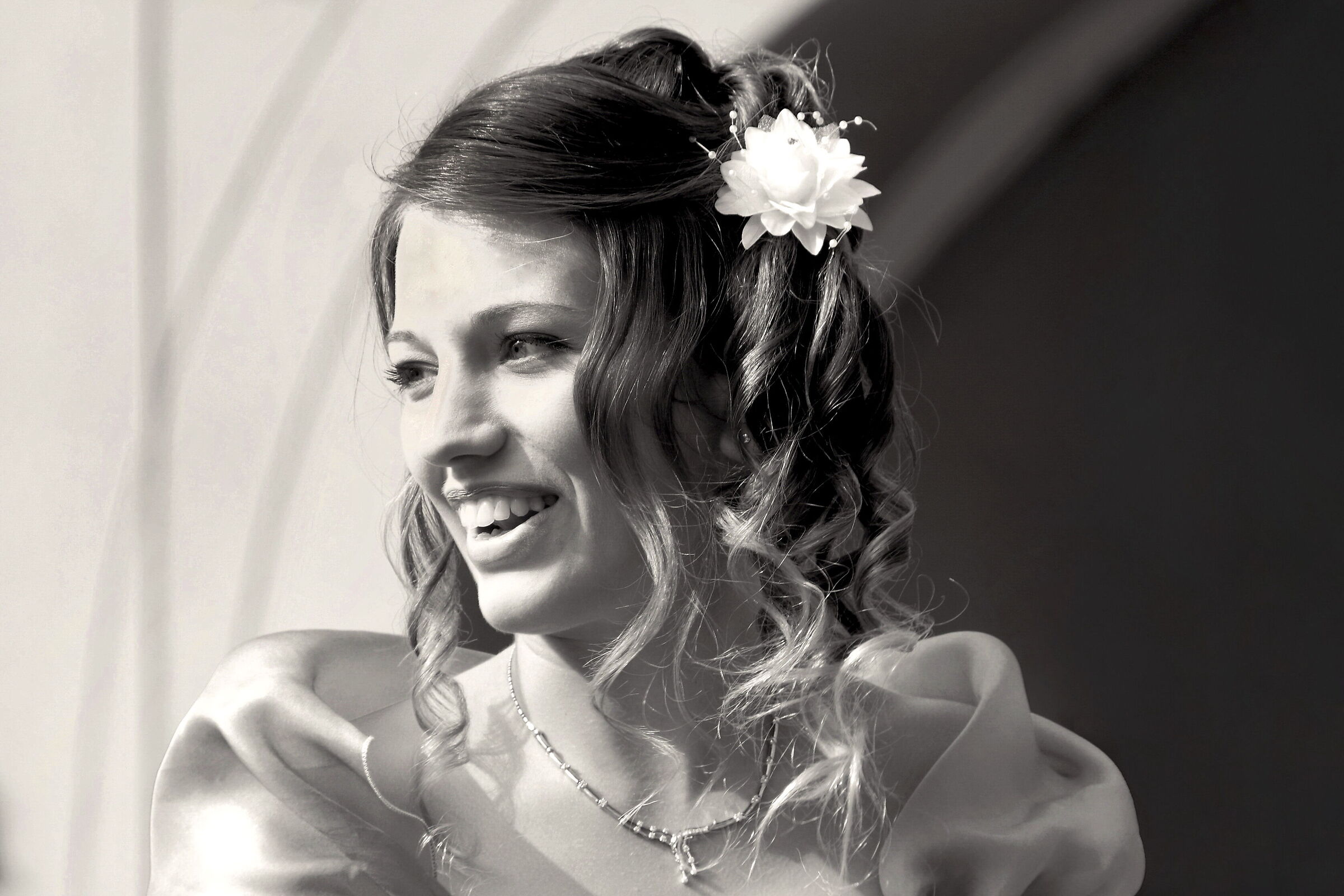 La felicità della giovane sposa