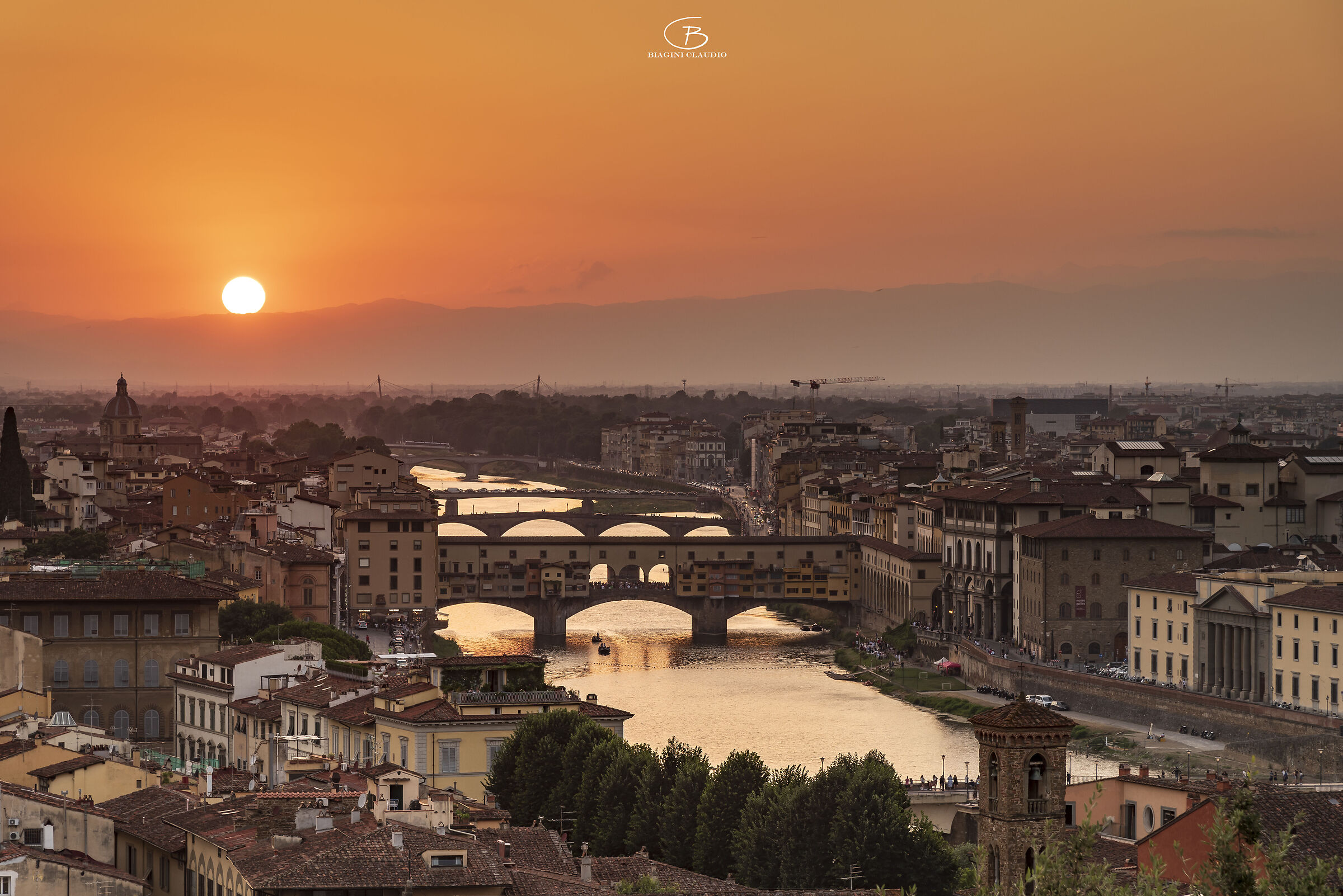 Fiery sunset over Florence