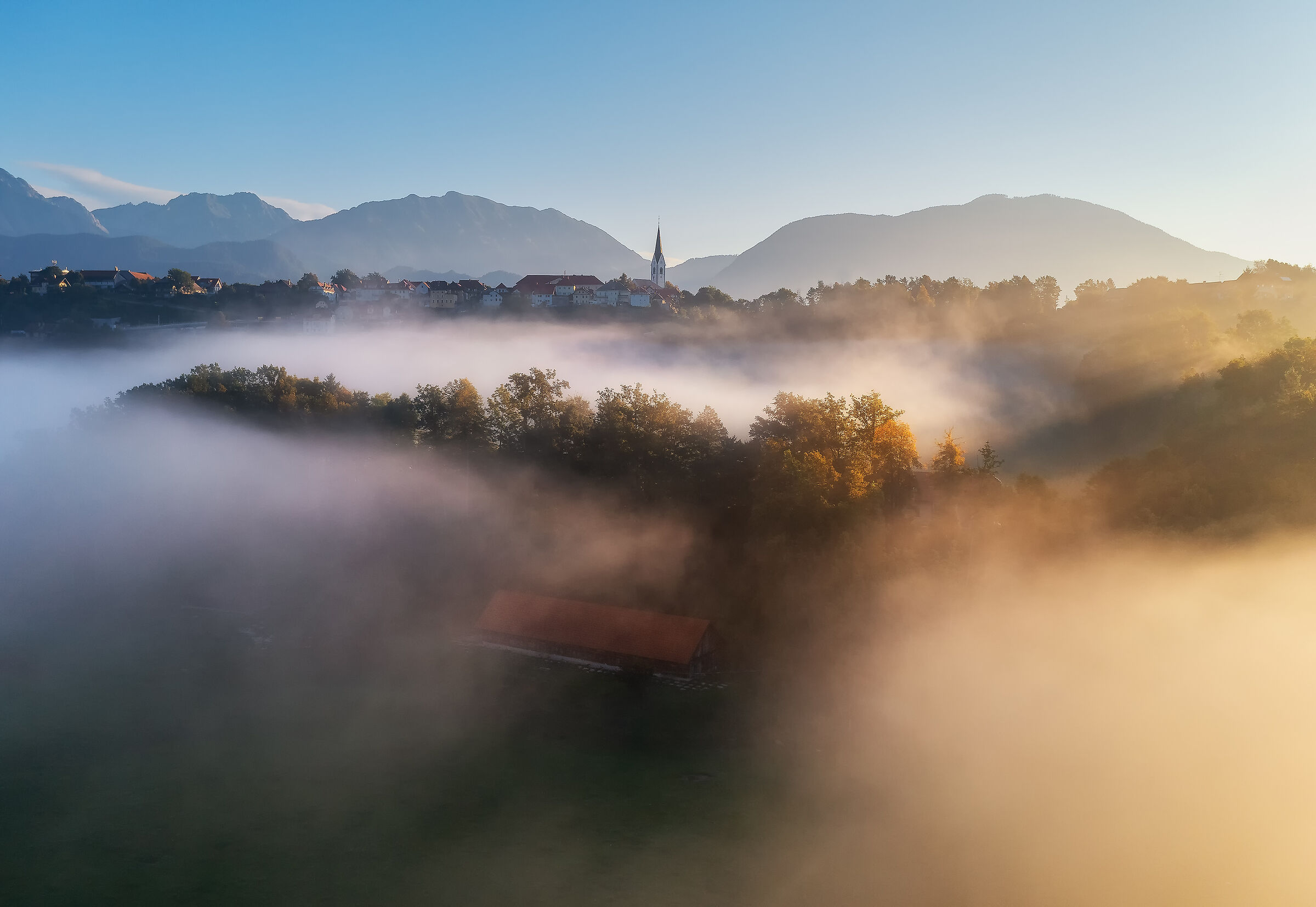 Morning by the village