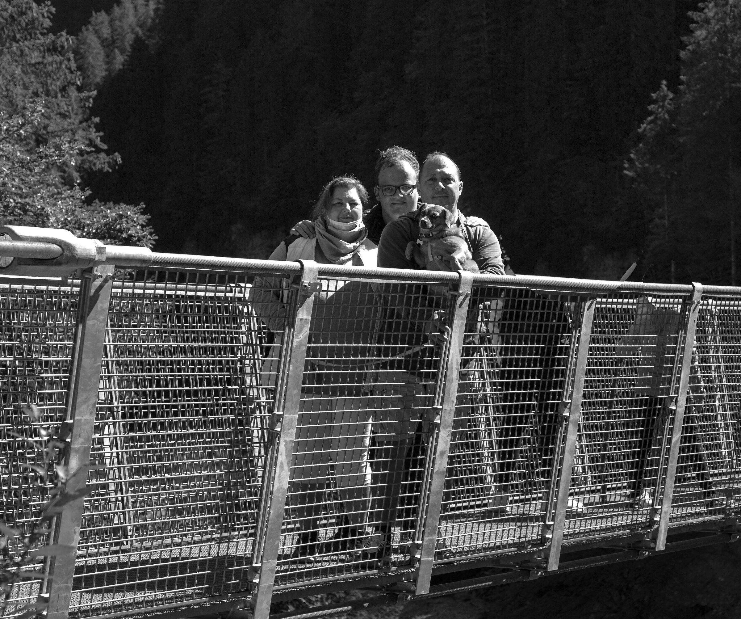 suspended over the post-modern Tibetan bridge