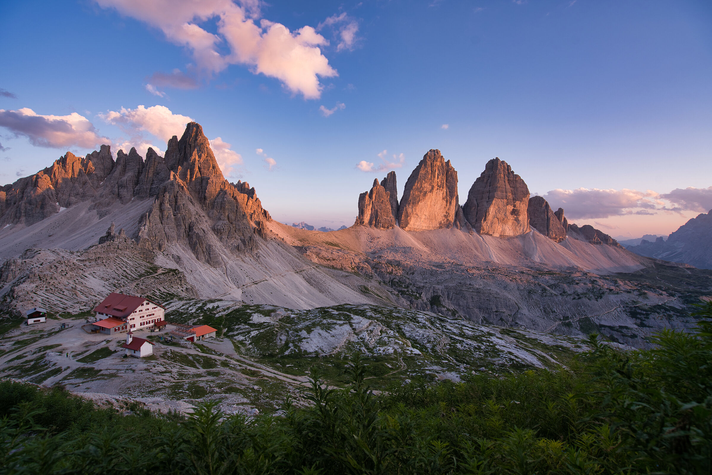 Sunset at the three Peaks of Lavaredo