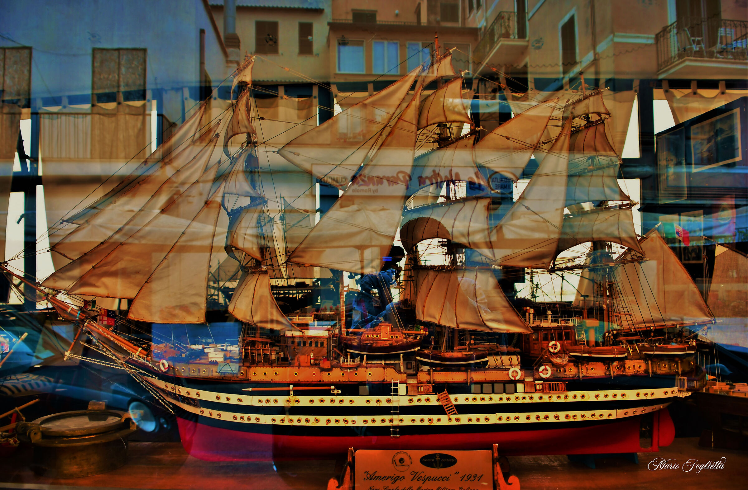 Sailing ships and reflections