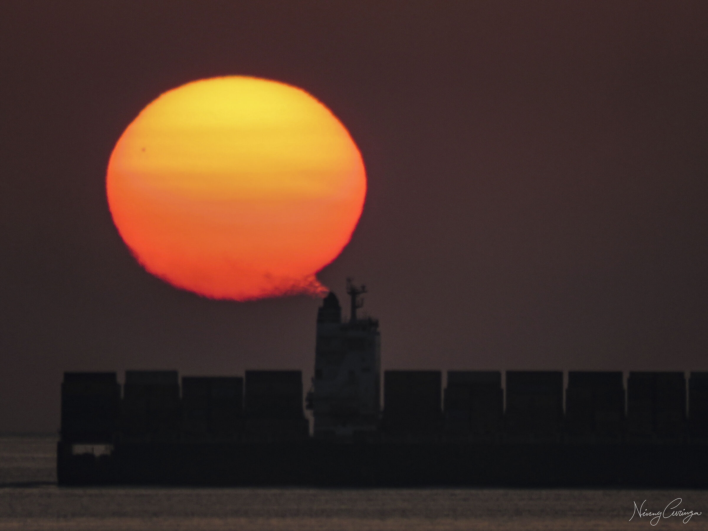 Sunset on container port, canon SX60 at 65x Zoom