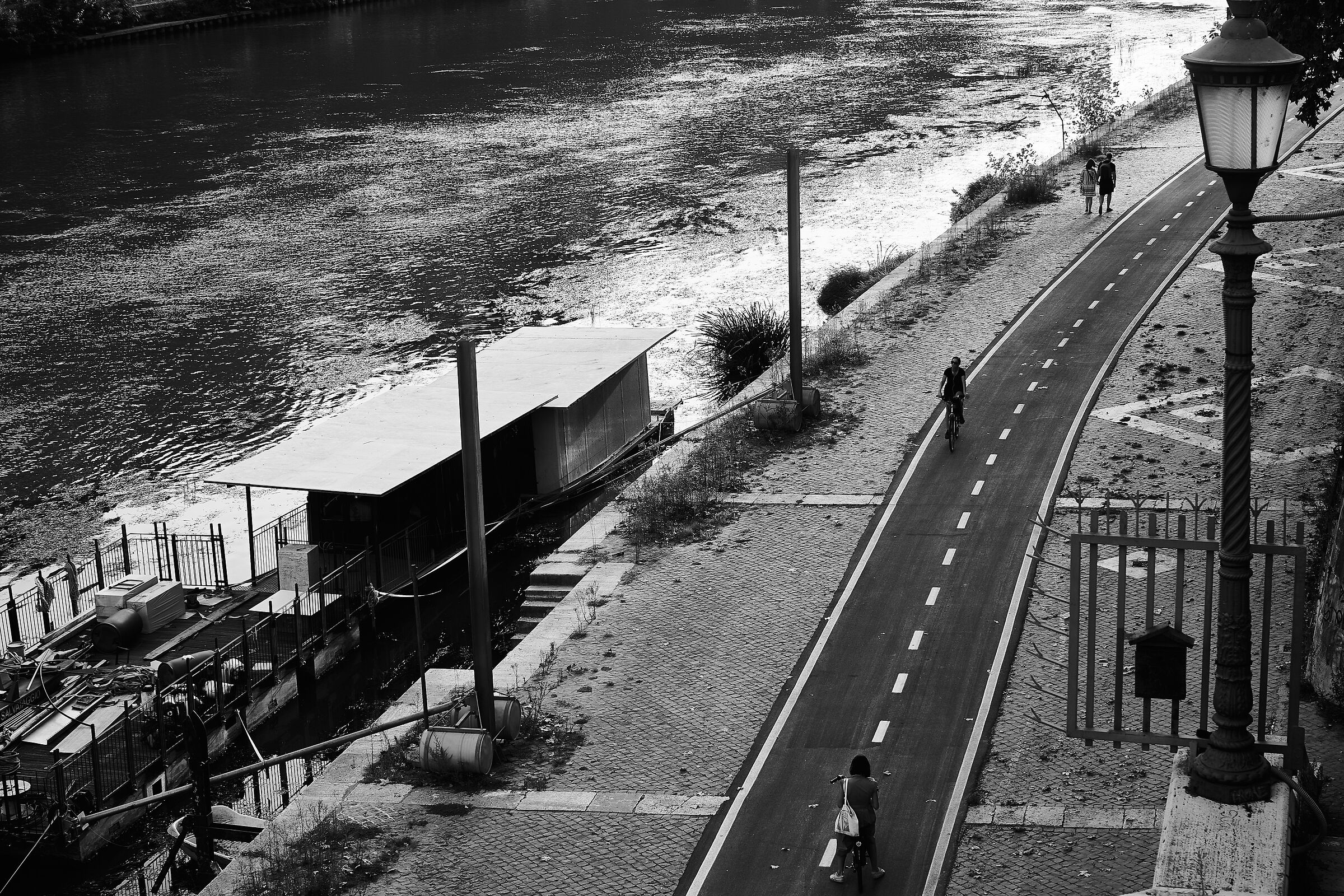 along the river