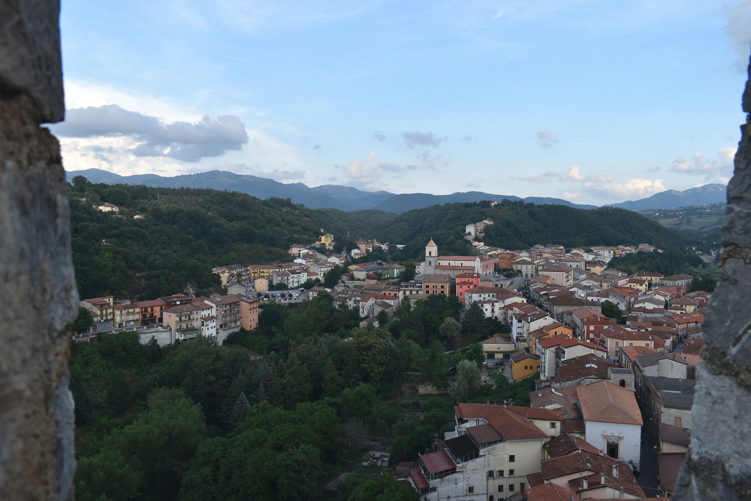 View of Brienza at sunset from the Caracciolo castle