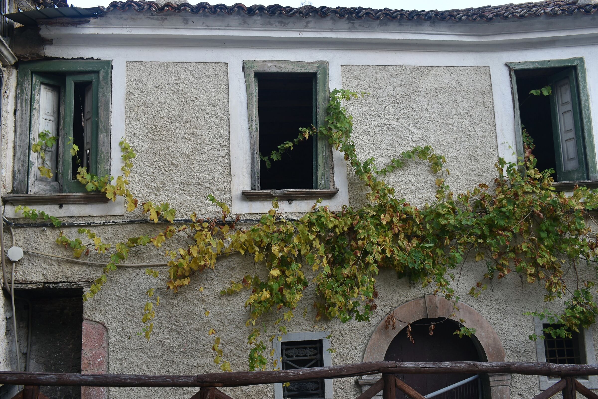 Ivy on the house of the medieval village