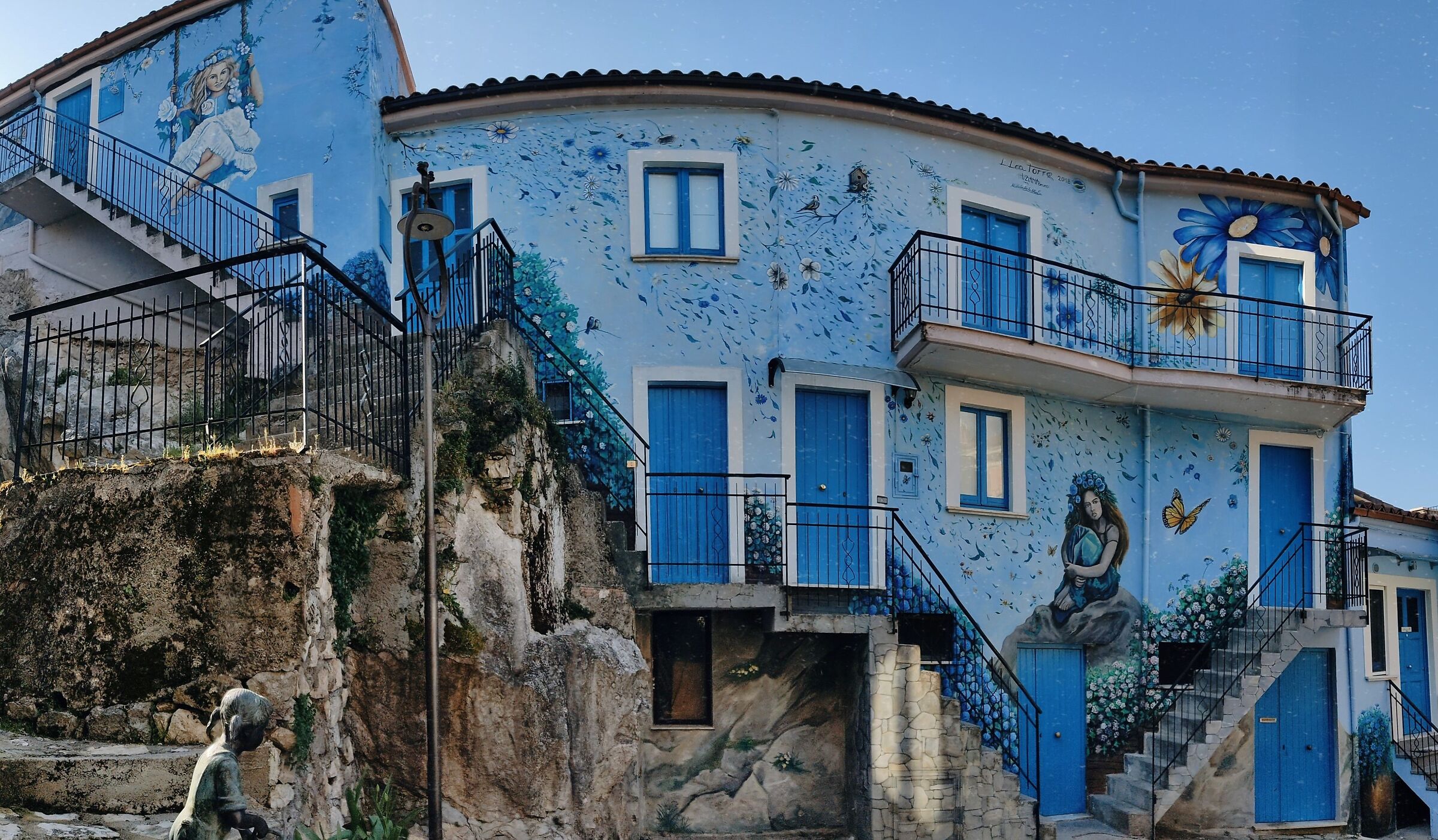 In the blue painted blue