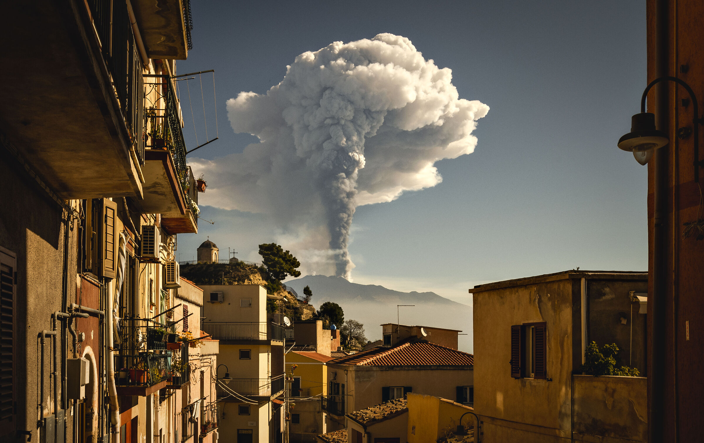 Etna seen from via Roma in Centuripe