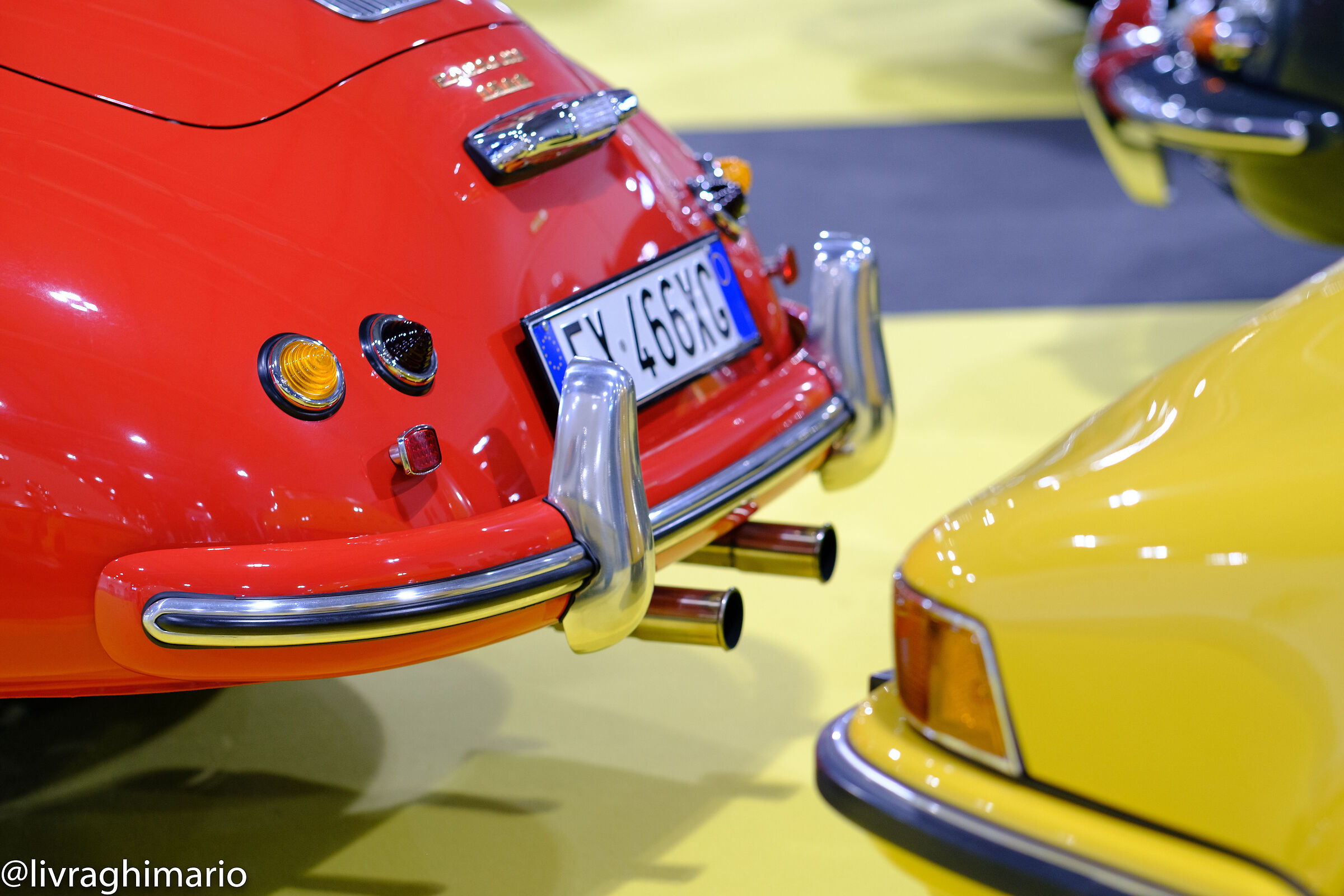 back curved red against yellow