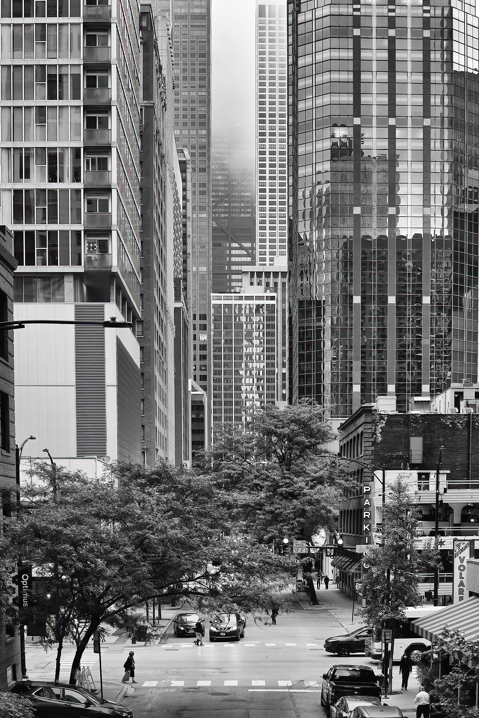 Chicago sights in between buildings