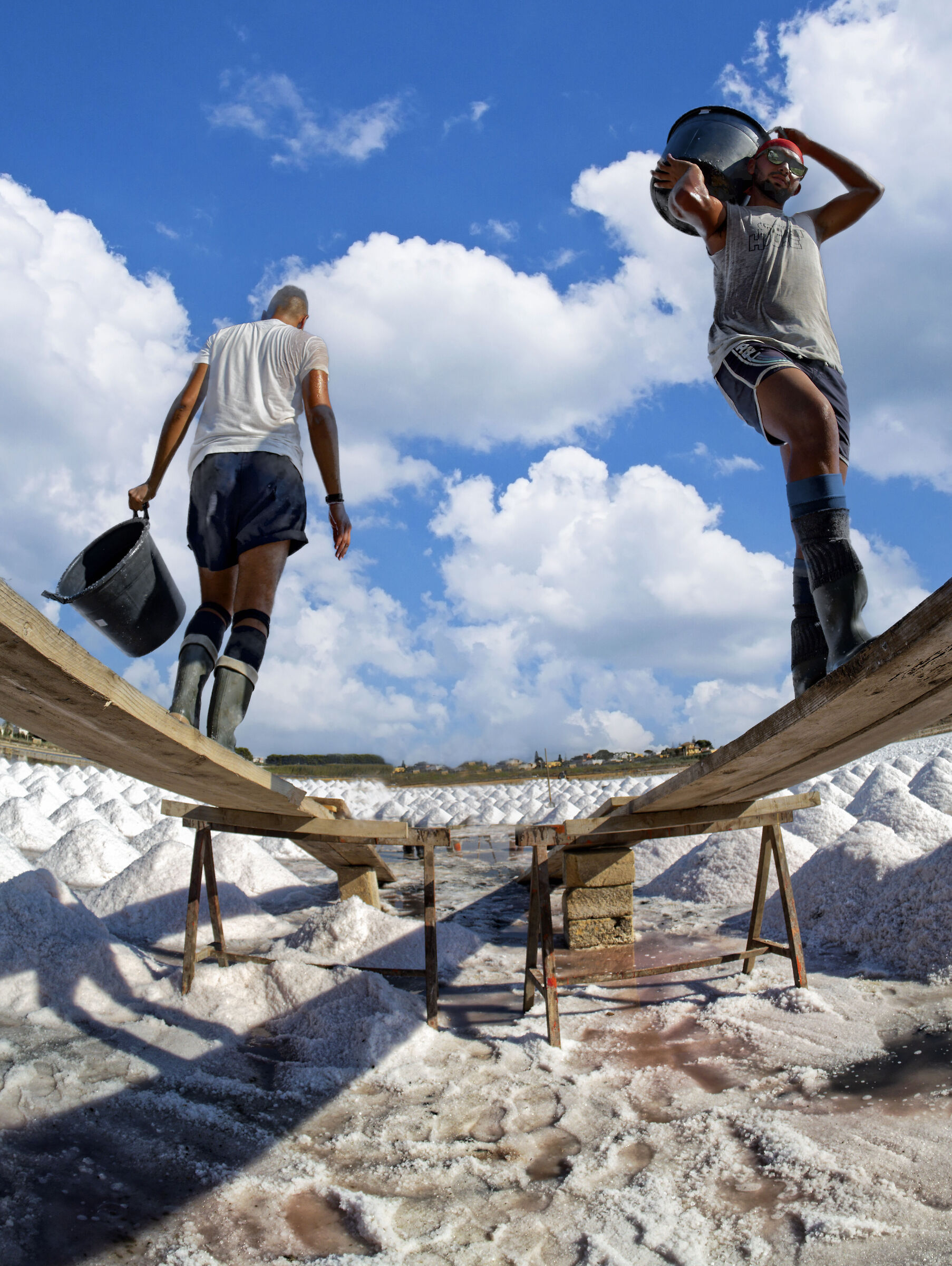 Raccolta del sale. Saline di Trapani