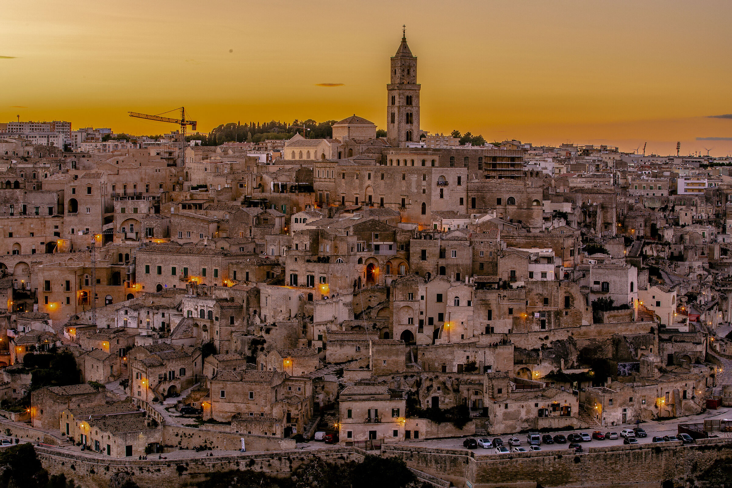 sunst over the sassi of matera