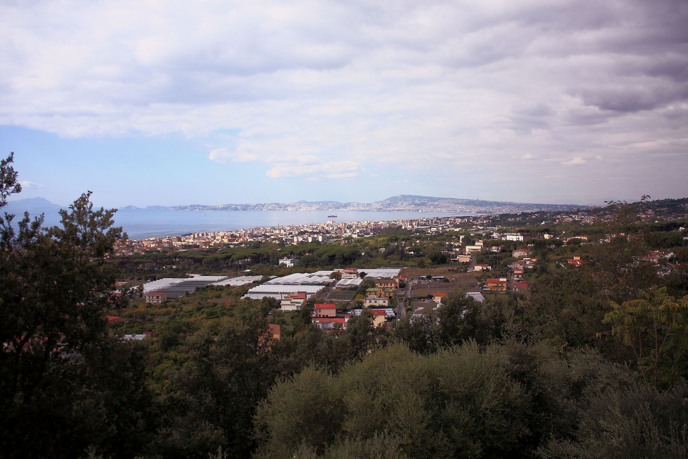 naples from the hill of sant alfonso tower of the greek na
