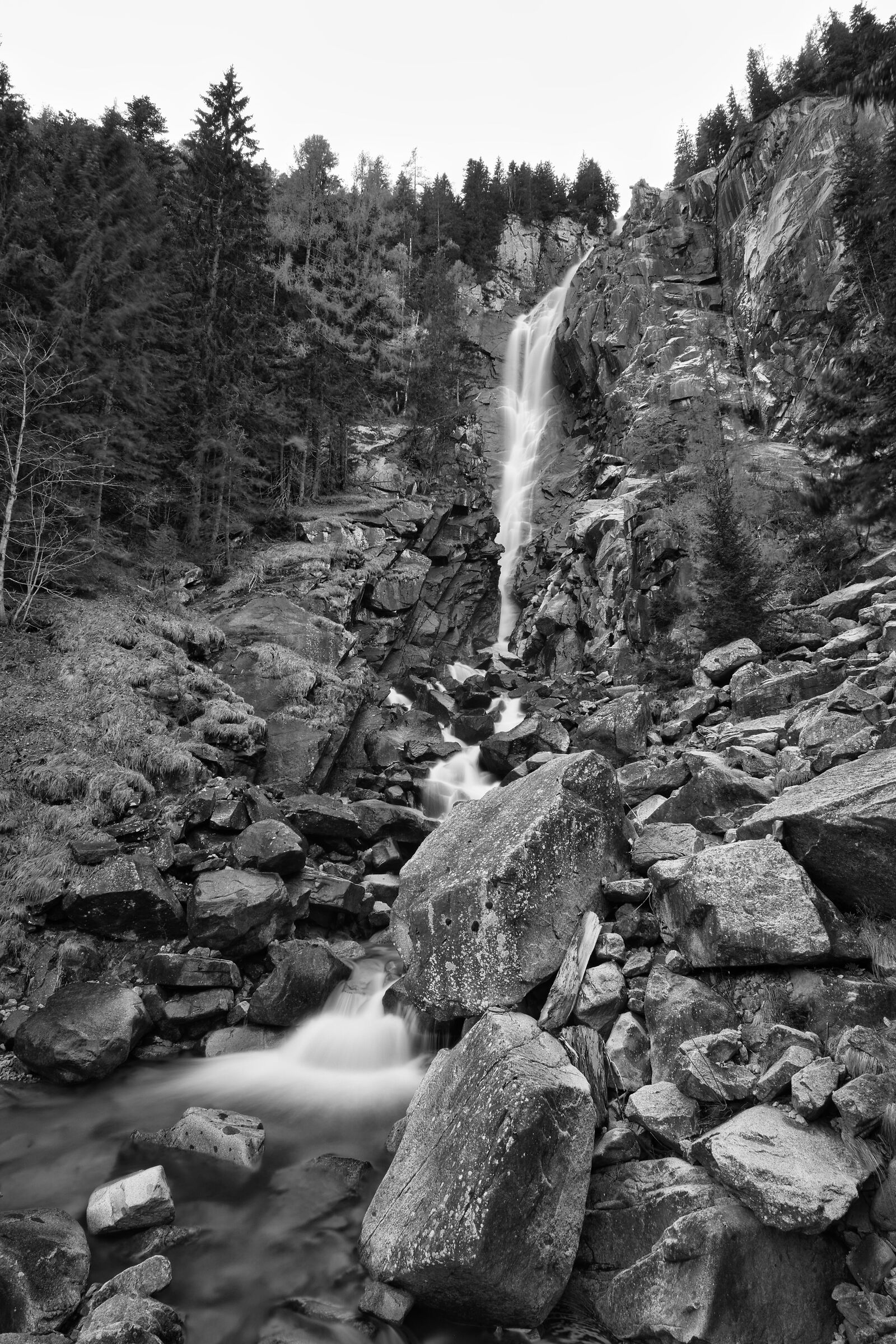 Regina del Lago Waterfall - Val Daone B/W