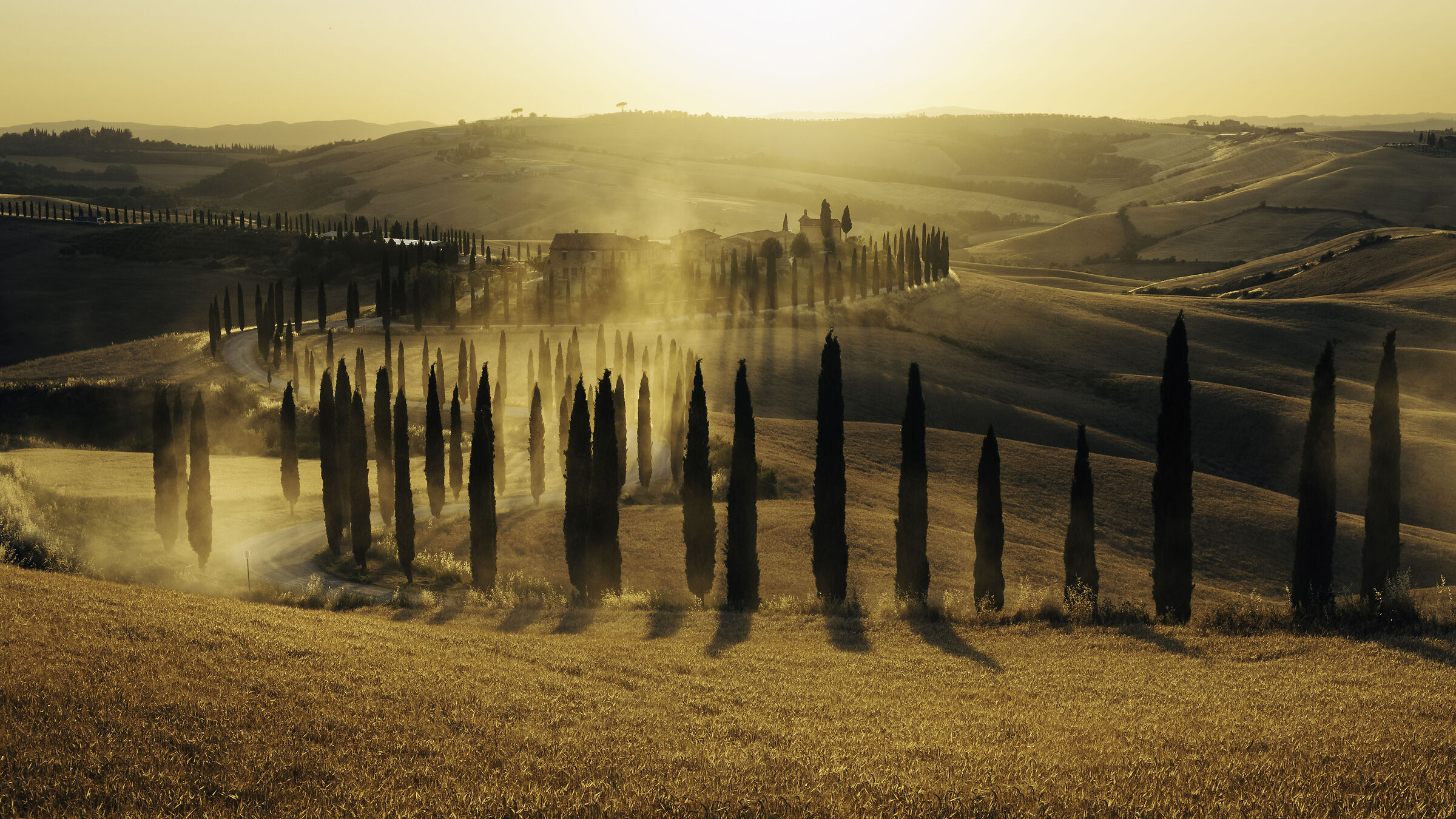 Tuscan view at sunset