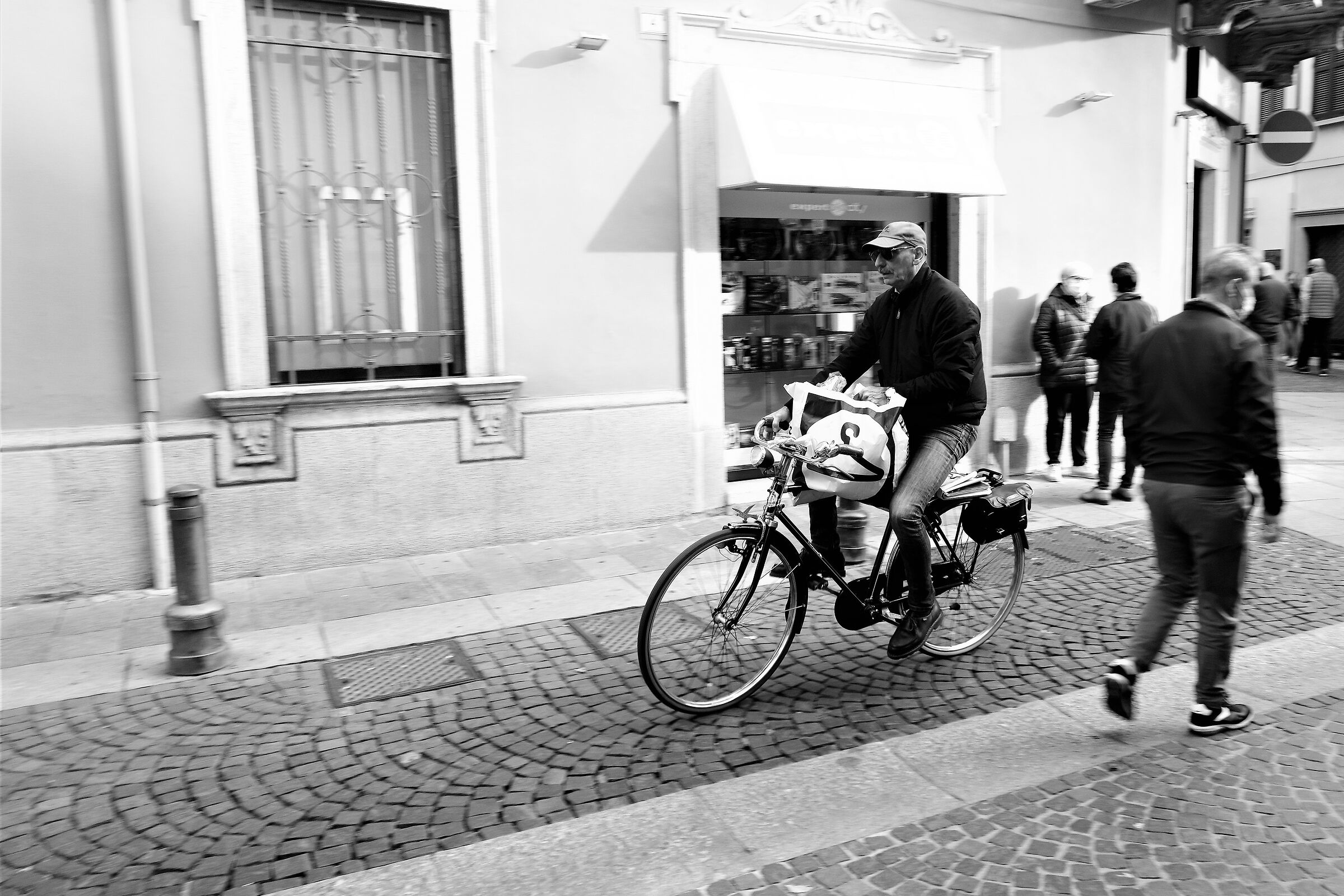 cyclist at the market