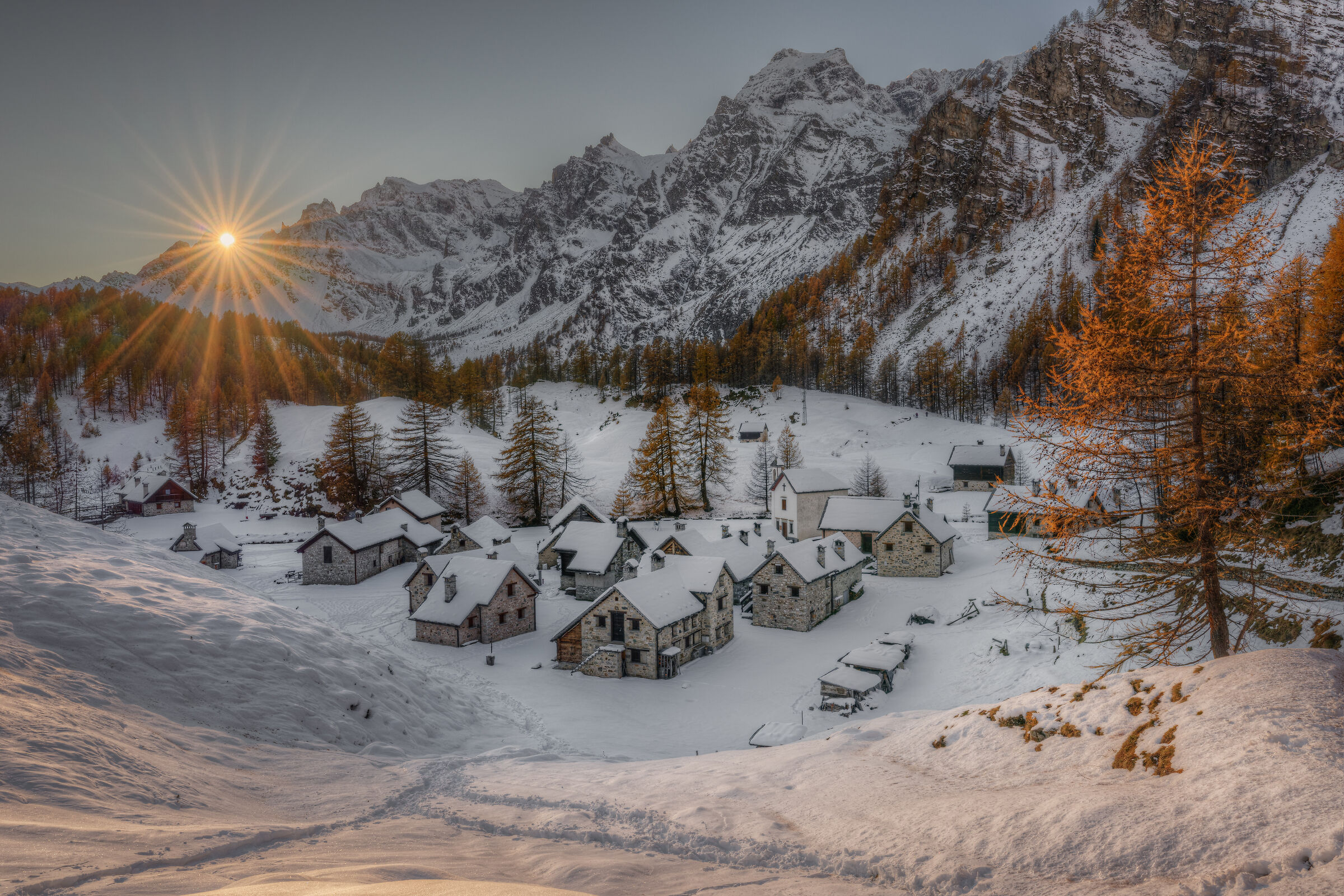 Crampiolo with the first snowfall
