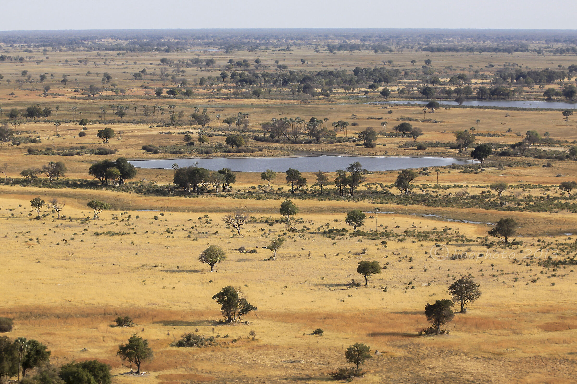 Guardando il Delta dell' Okavango dal cielo.