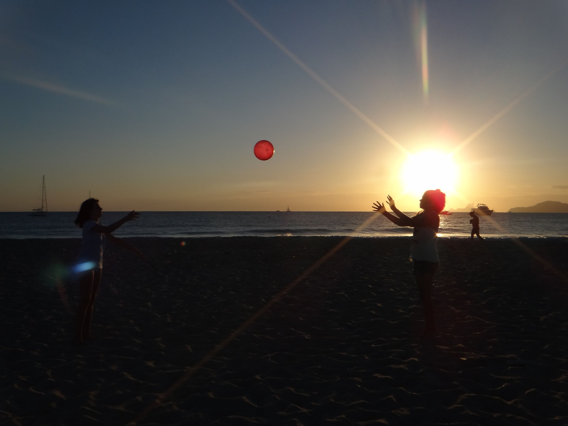 Formentera. Games on the beach at sunset