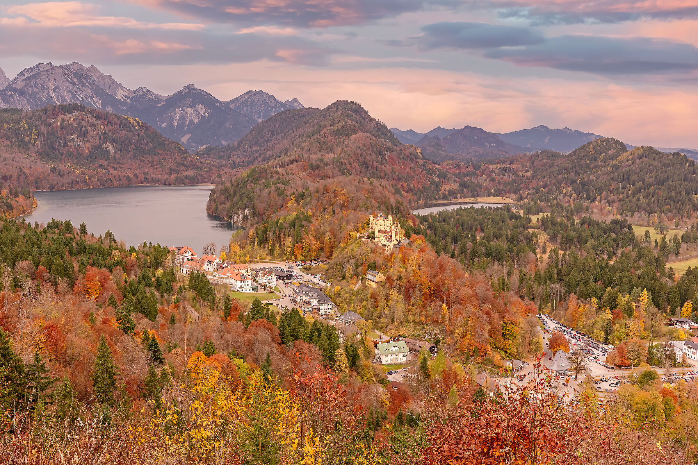 View of Hohenschwangau castle and Alpsee
