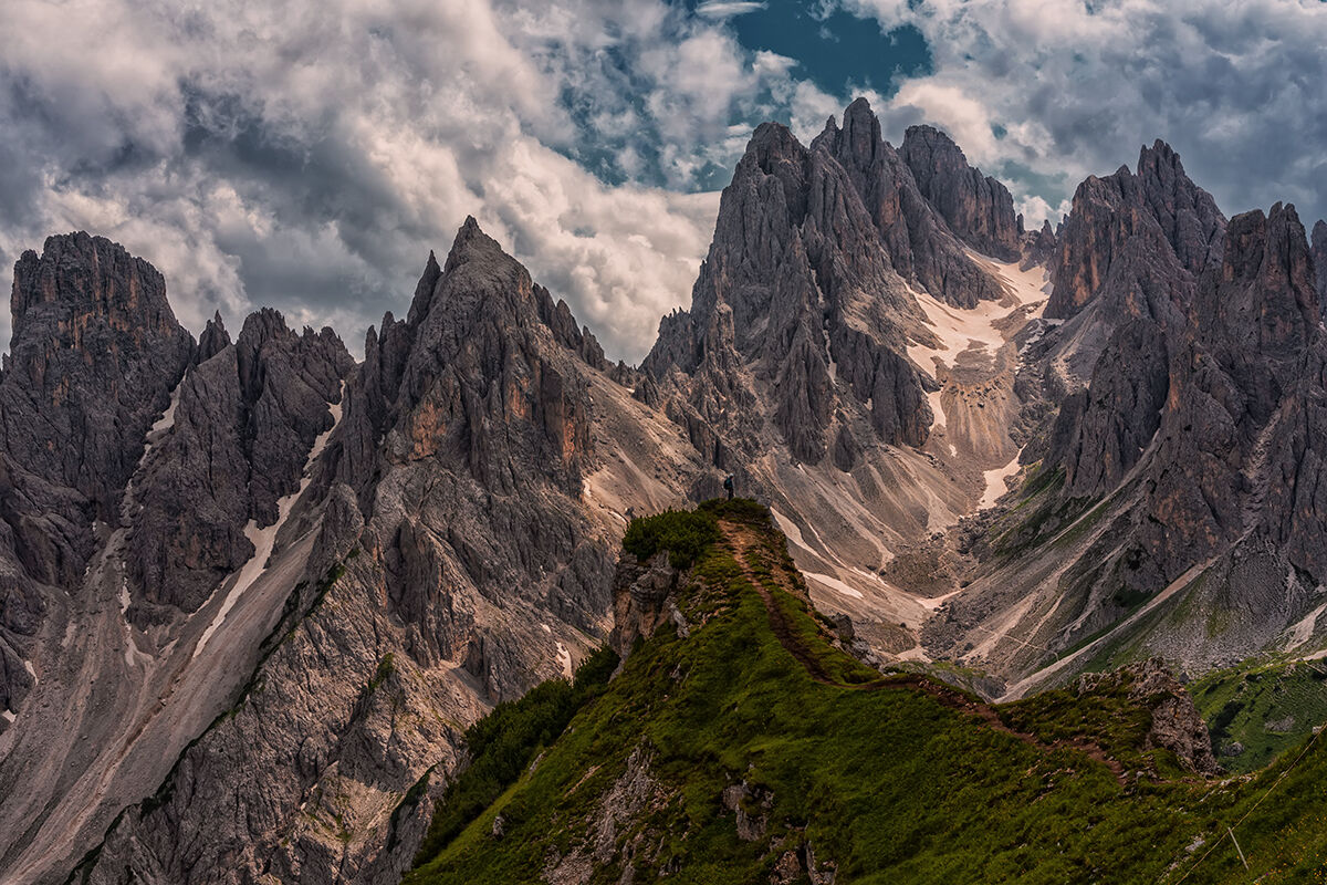 In front of the giants