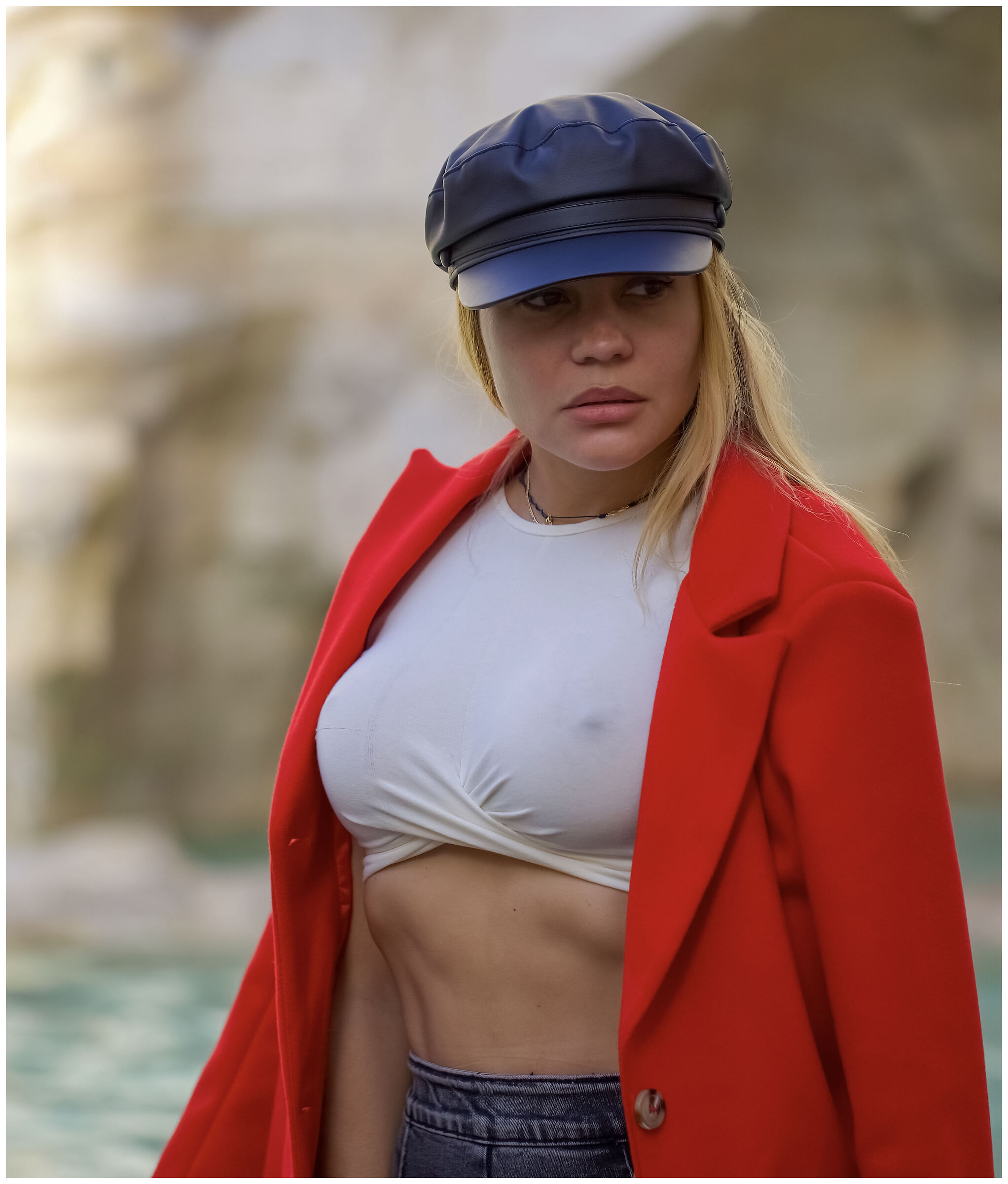 girl in red and cap