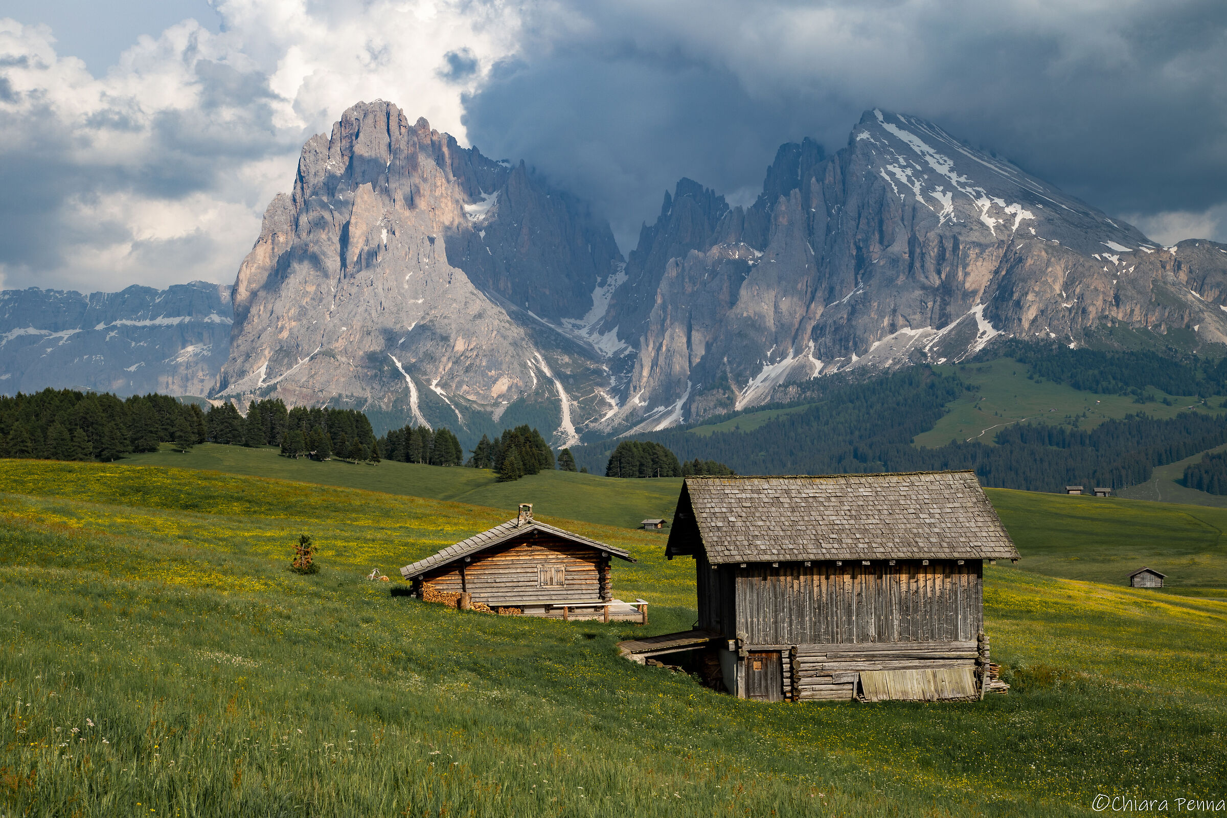 The huts of the Alpe di Siusi