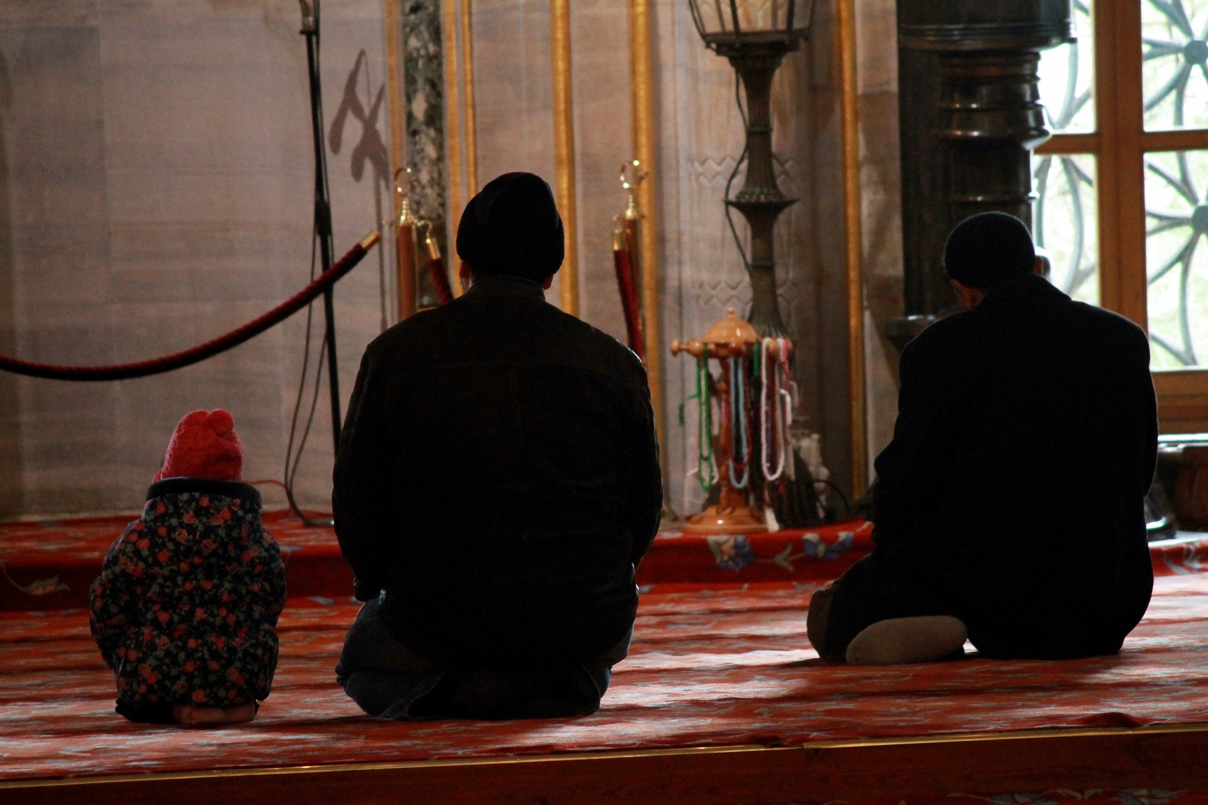 In worship the Blue Mosque