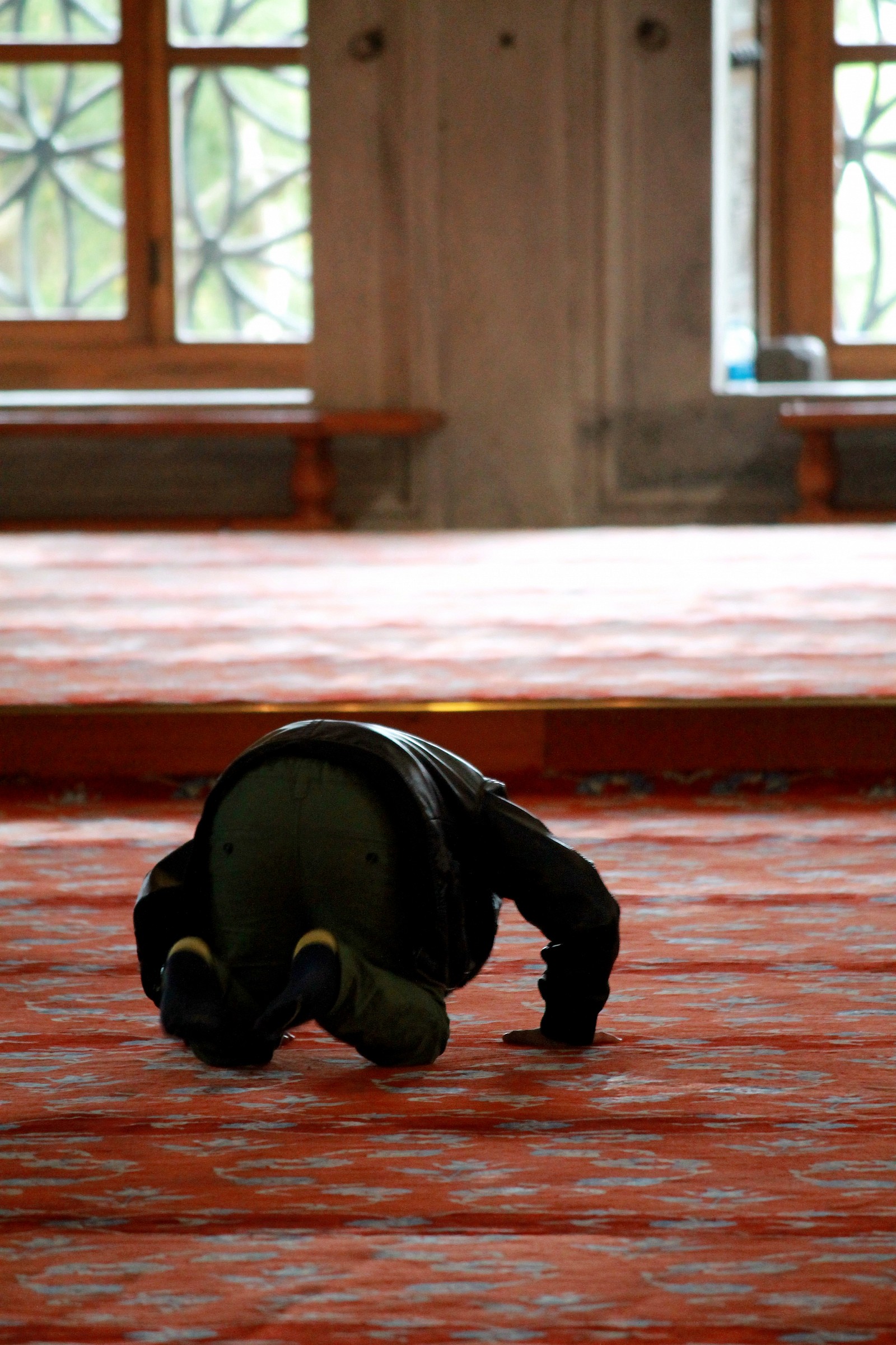 In worship the Blue Mosque