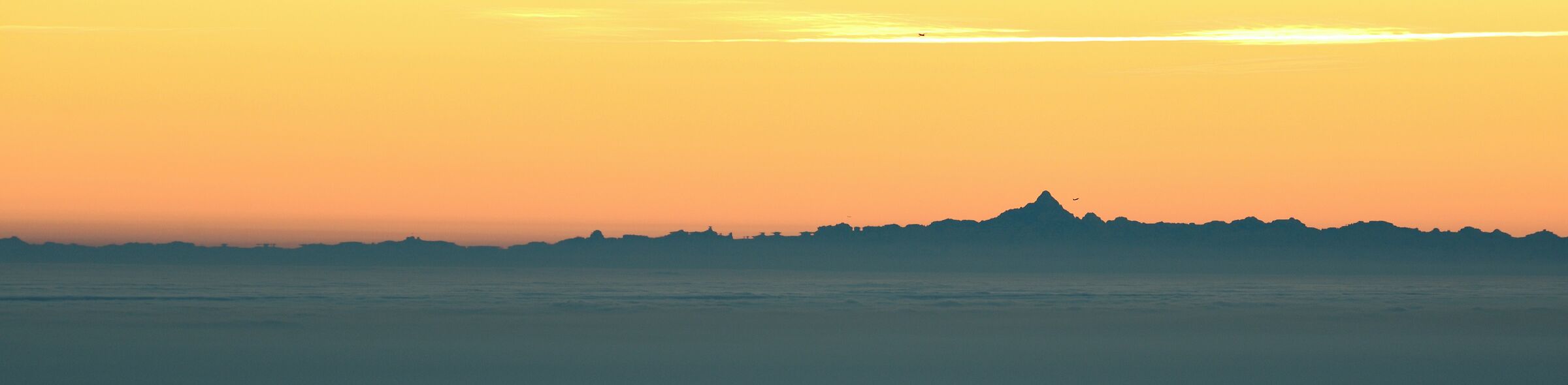 Tramonto, silhouette, Monviso.