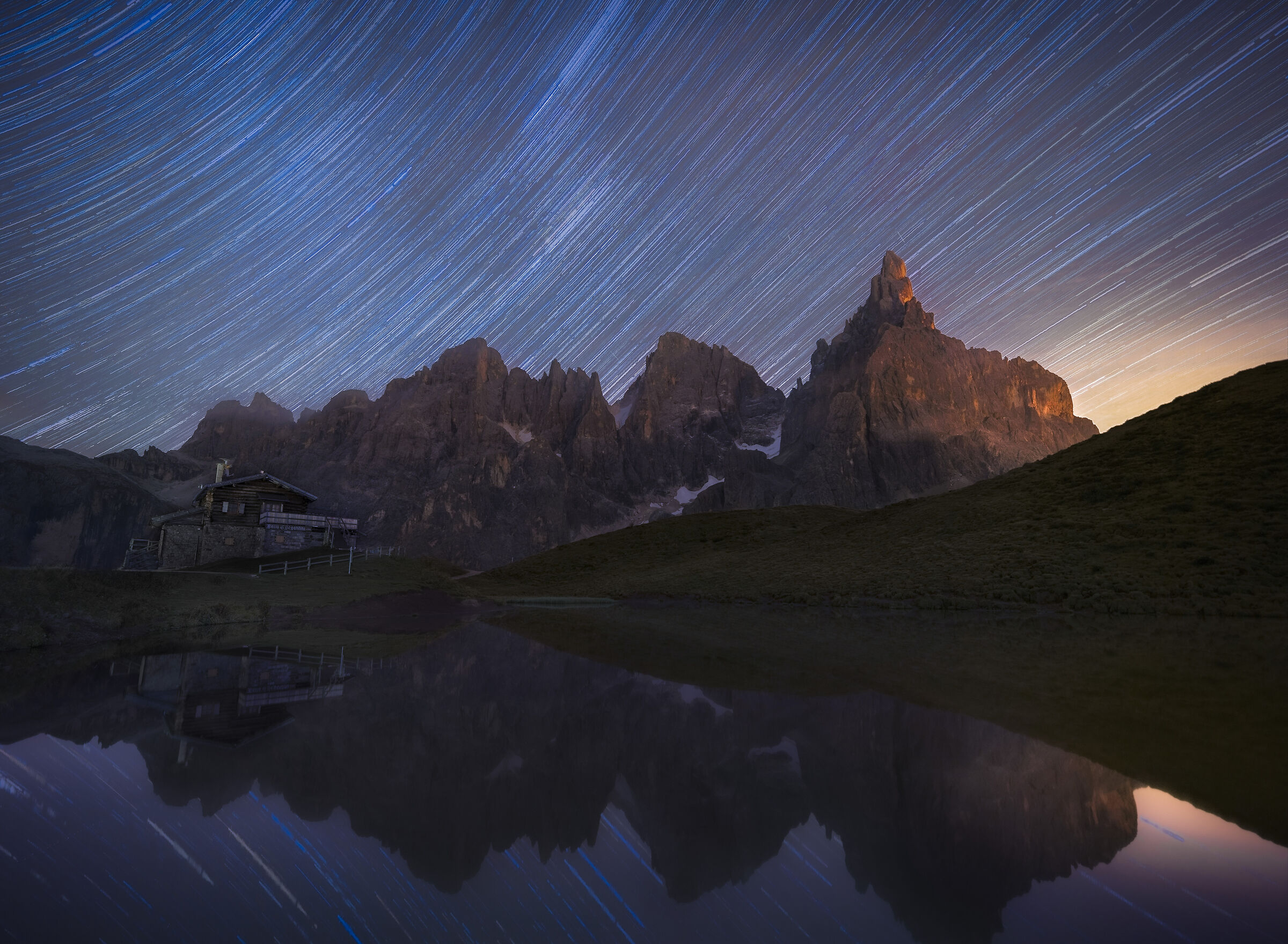 startrail and Pale di San Martino
