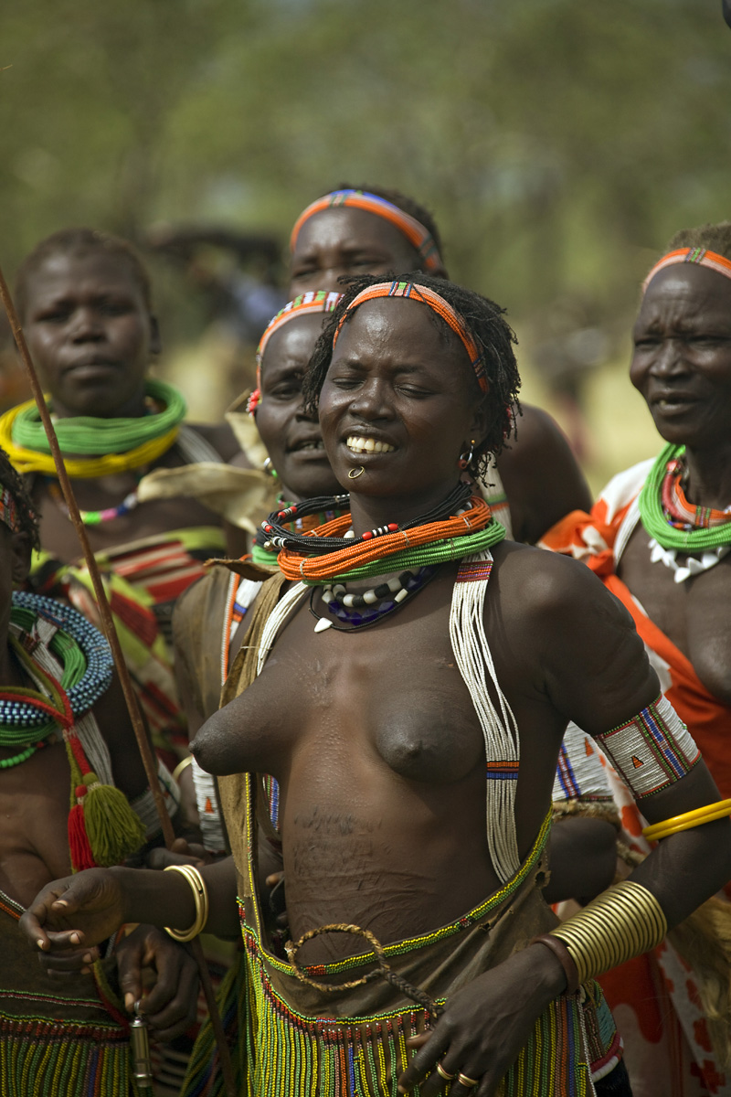 Women Toposa dances during South Sudan