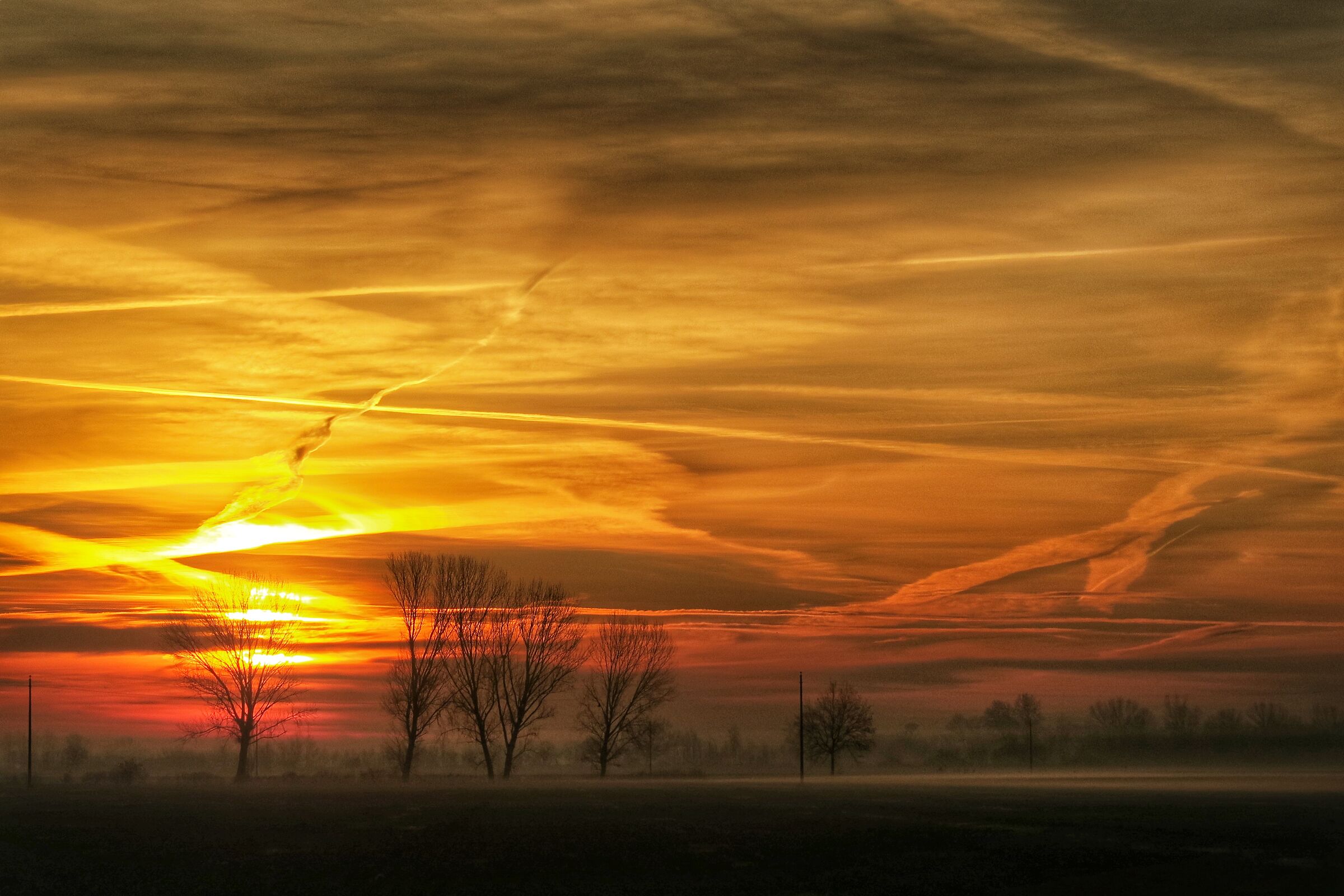 Alba tra i campi mantovani.