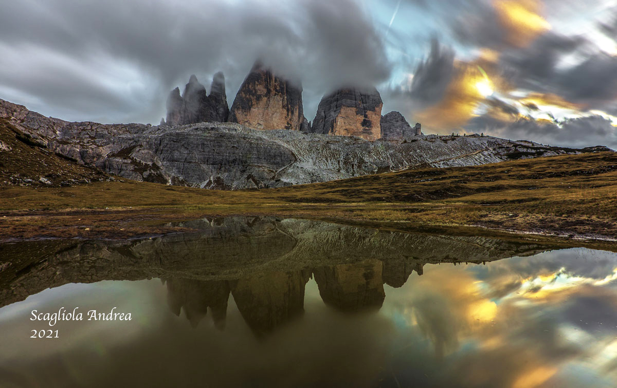 Autumn sunset on the Tre cime Lavaredo