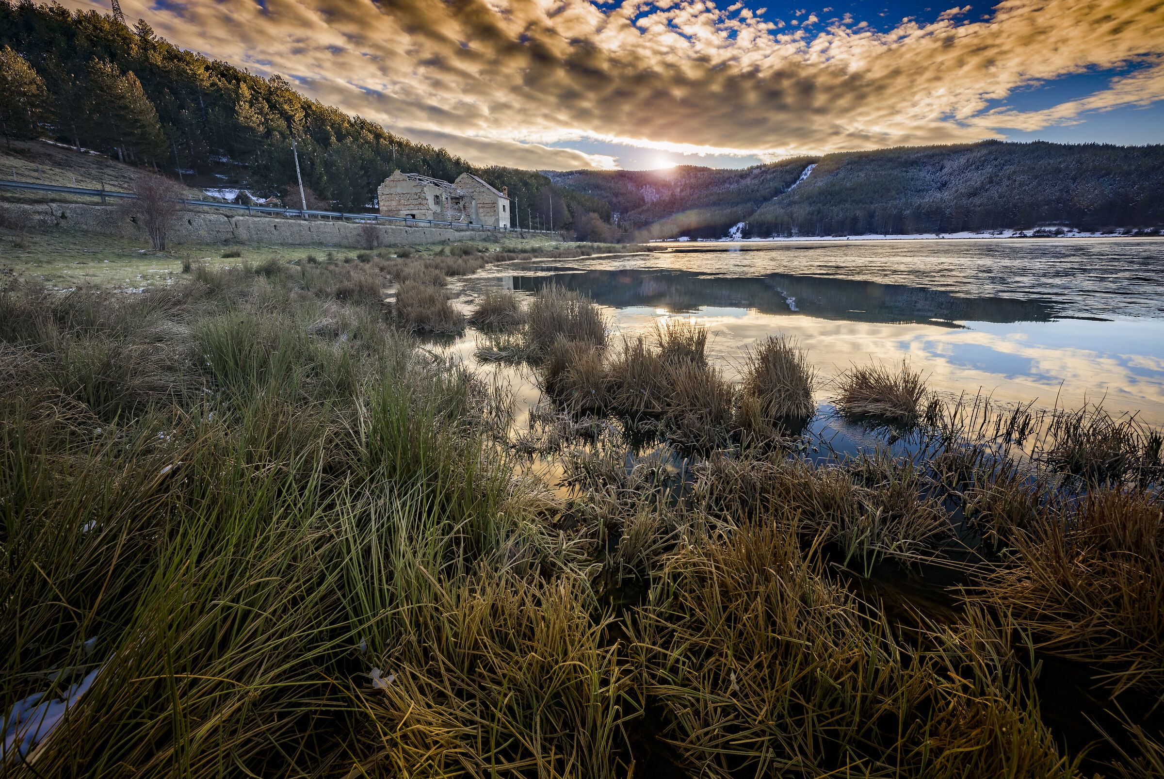 ruins on the lake